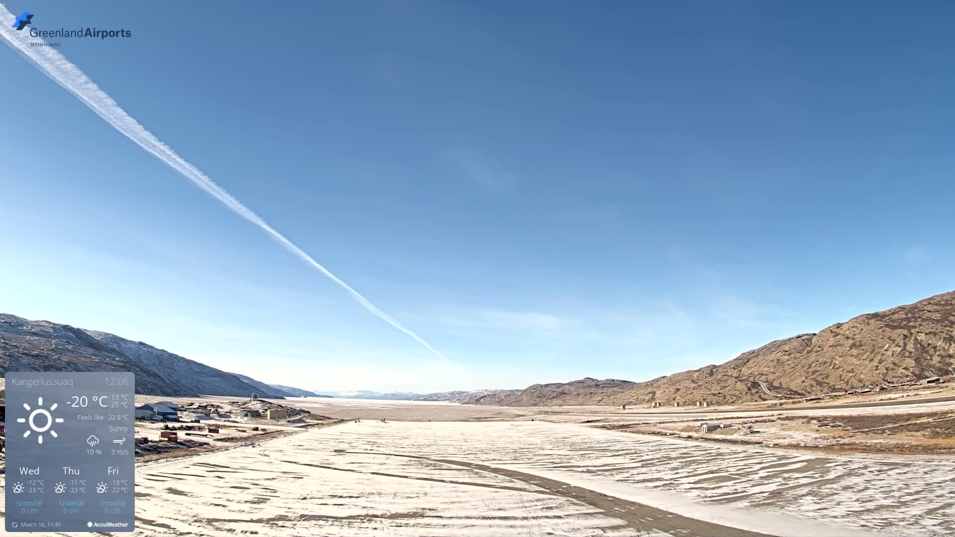 Kangerlussuaq Village & Kangerlussuaq Sondre Stromfjord Airport West Towards View Live Cam SFJ/BGSF - Kangerlussuaq, Qeqqata, Greenland, Denmark