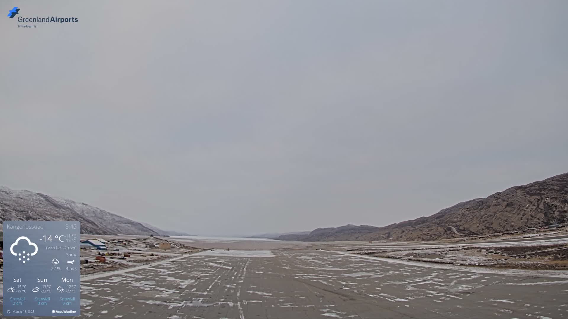 Kangerlussuaq Village & Kangerlussuaq Sondre Stromfjord Airport West Towards View Live Cam SFJ/BGSF - Kangerlussuaq, Qeqqata, Greenland, Denmark