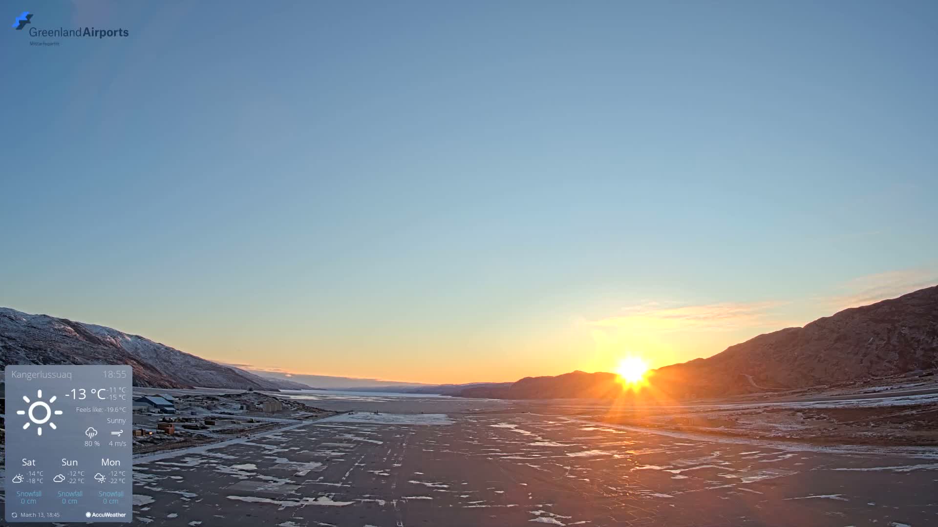 Kangerlussuaq Village & Kangerlussuaq Sondre Stromfjord Airport West Towards View Live Cam SFJ/BGSF - Kangerlussuaq, Qeqqata, Greenland, Denmark