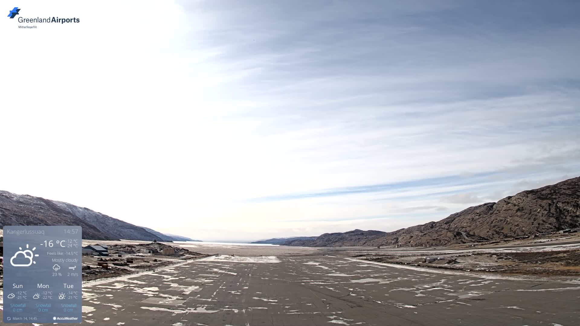 Kangerlussuaq Village & Kangerlussuaq Sondre Stromfjord Airport West Towards View Live Cam SFJ/BGSF - Kangerlussuaq, Qeqqata, Greenland, Denmark
