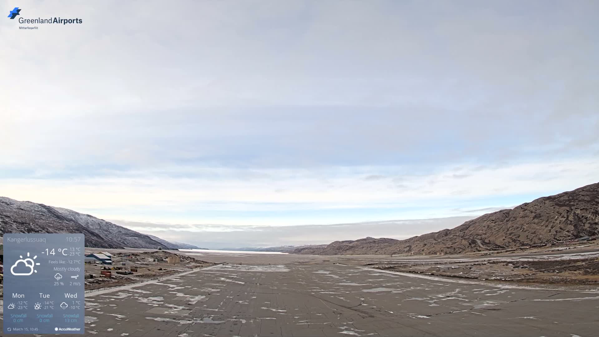 Kangerlussuaq Village & Kangerlussuaq Sondre Stromfjord Airport West Towards View Live Cam SFJ/BGSF - Kangerlussuaq, Qeqqata, Greenland, Denmark