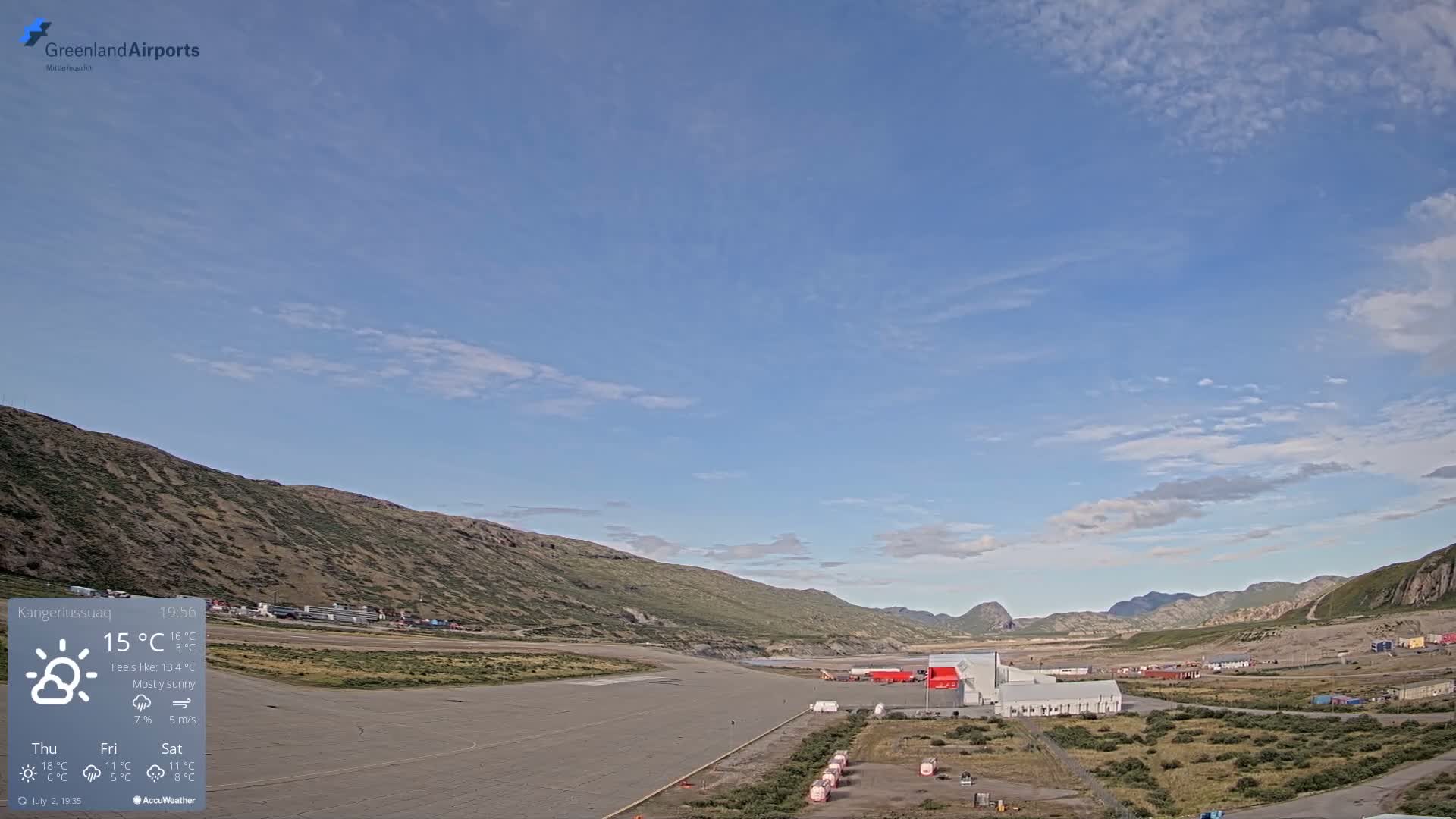 Kangerlussuaq Village & Kangerlussuaq Sondre Stromfjord Airport East Towards View Live Cam SFJ/BGSF - Kangerlussuaq, Qeqqata, Greenland, Denmark