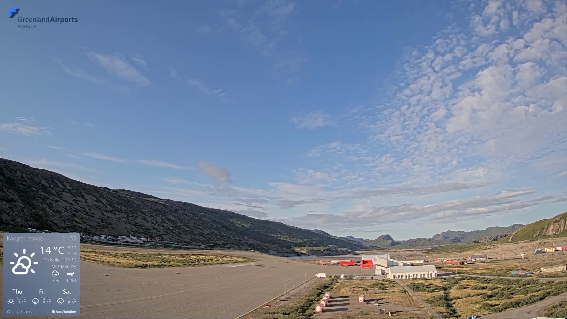 Kangerlussuaq Village & Kangerlussuaq Sondre Stromfjord Airport East Towards View Live Cam SFJ/BGSF - Kangerlussuaq, Qeqqata, Greenland, Denmark