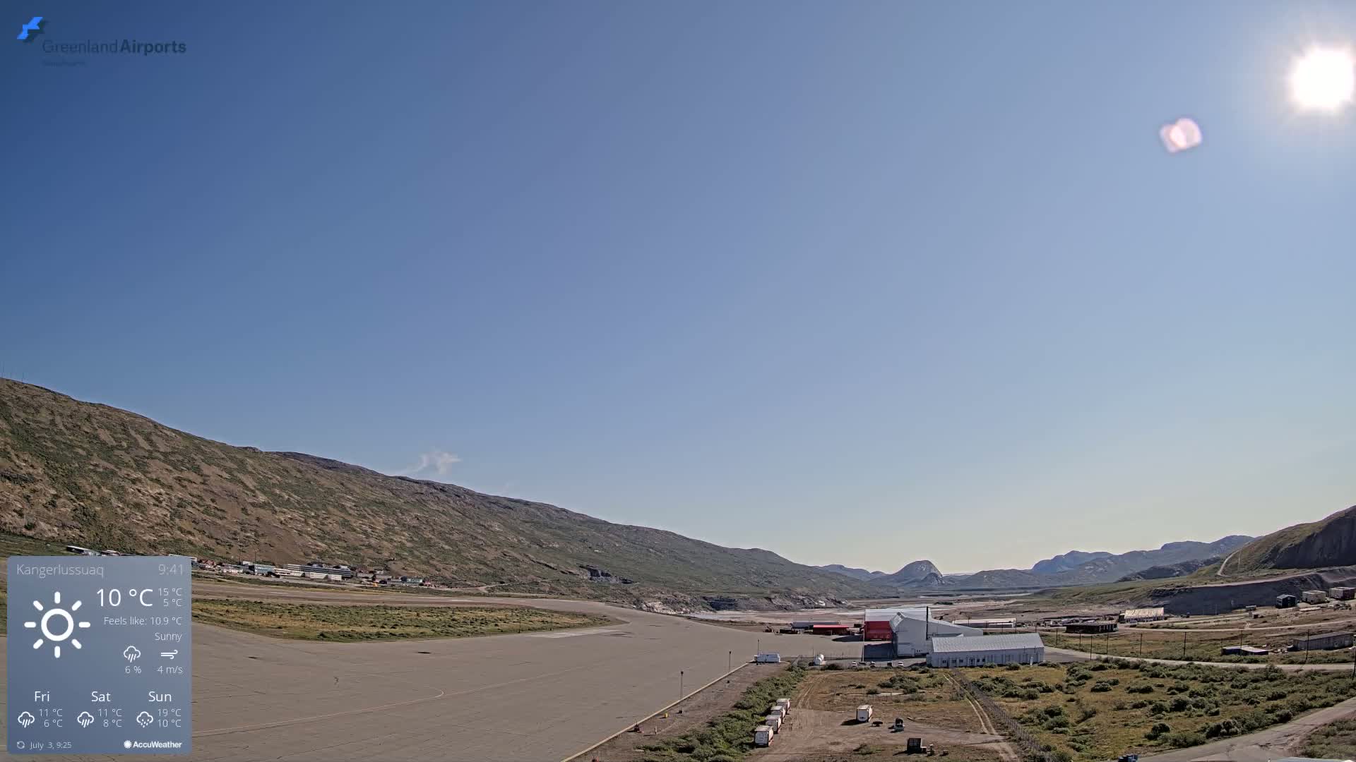 Kangerlussuaq Village & Kangerlussuaq Sondre Stromfjord Airport East Towards View Live Cam SFJ/BGSF - Kangerlussuaq, Qeqqata, Greenland, Denmark