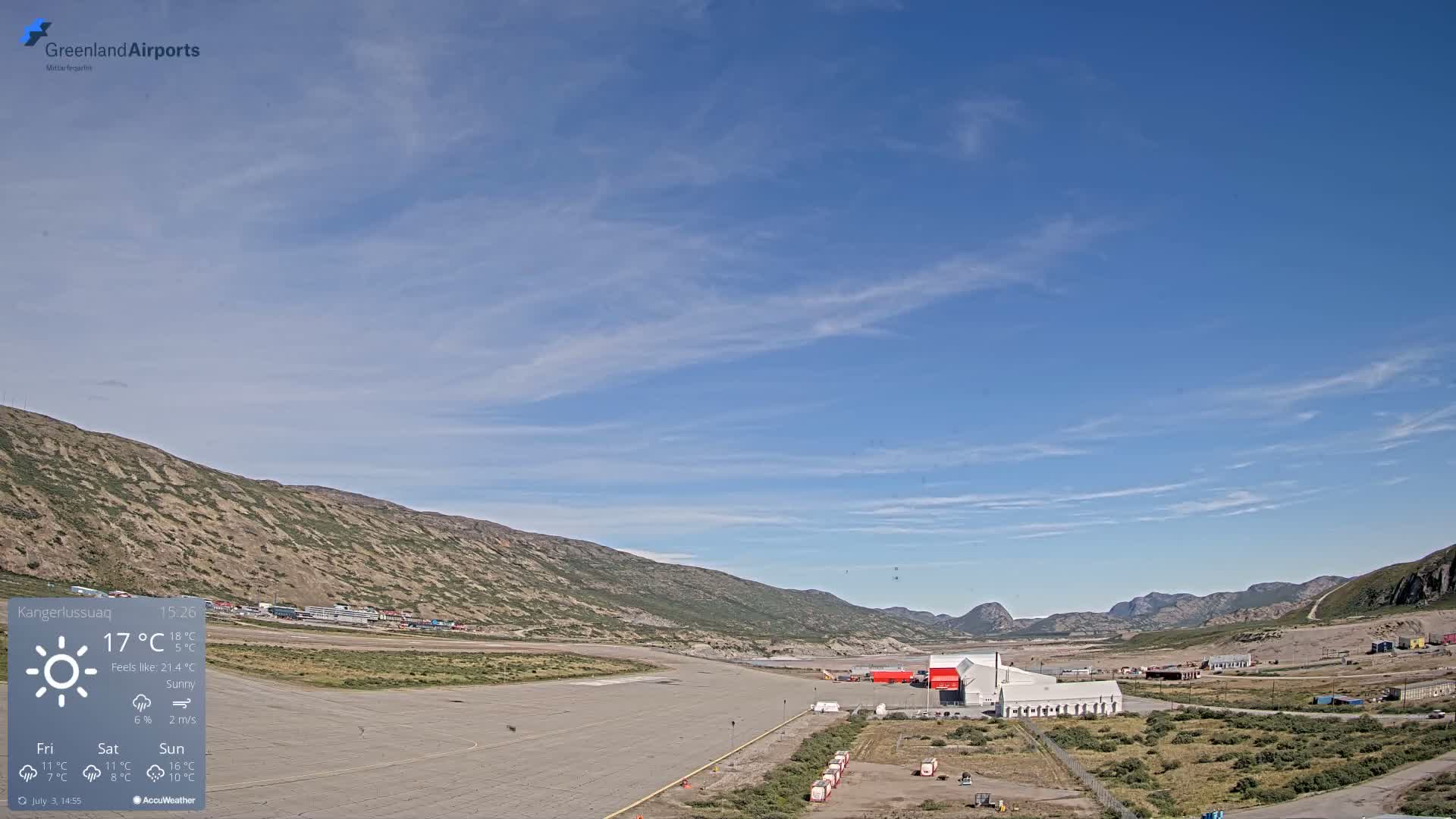 Kangerlussuaq Village & Kangerlussuaq Sondre Stromfjord Airport East Towards View Live Cam SFJ/BGSF - Kangerlussuaq, Qeqqata, Greenland, Denmark