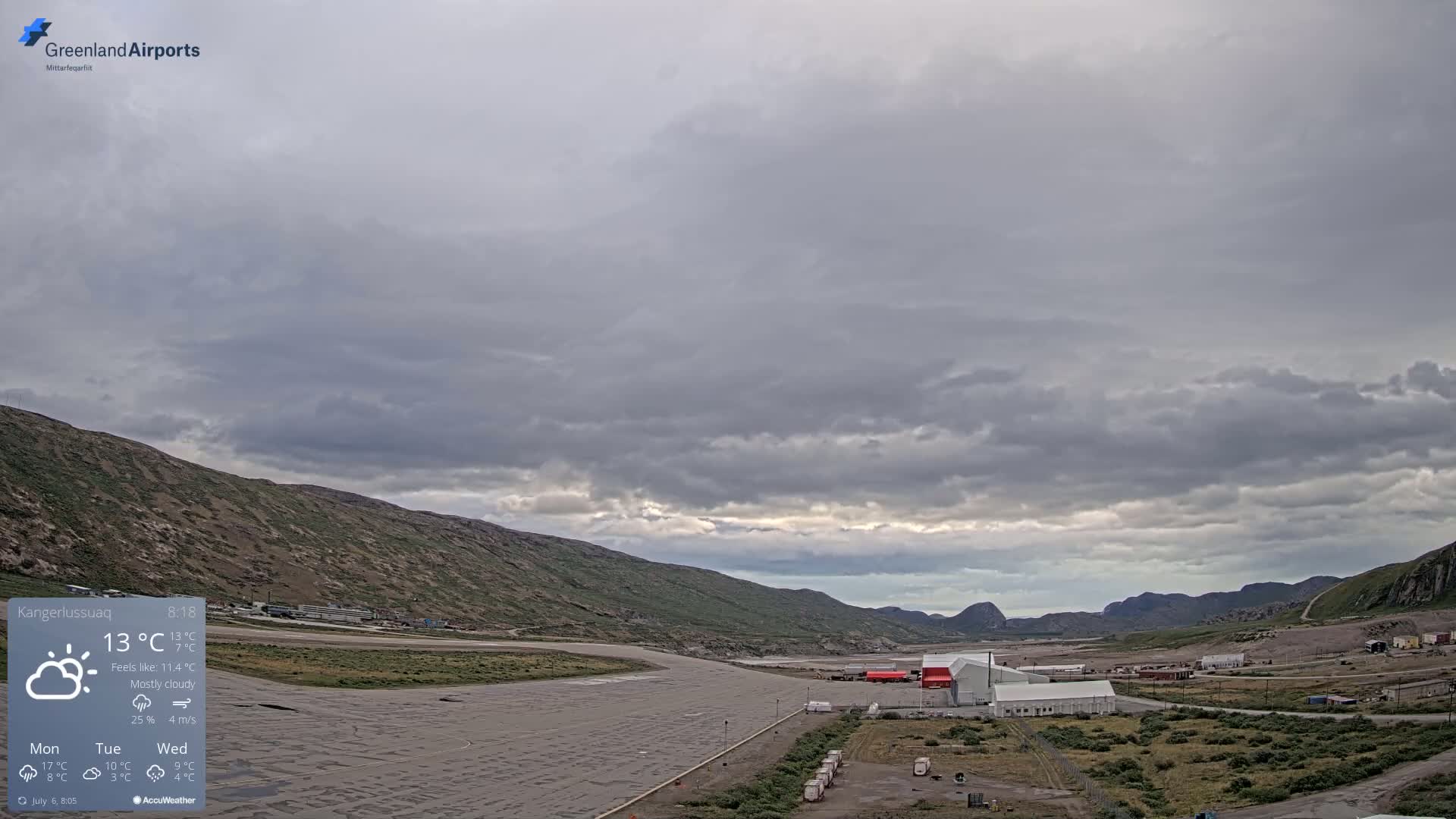 Kangerlussuaq Village & Kangerlussuaq Sondre Stromfjord Airport East Towards View Live Cam SFJ/BGSF - Kangerlussuaq, Qeqqata, Greenland, Denmark