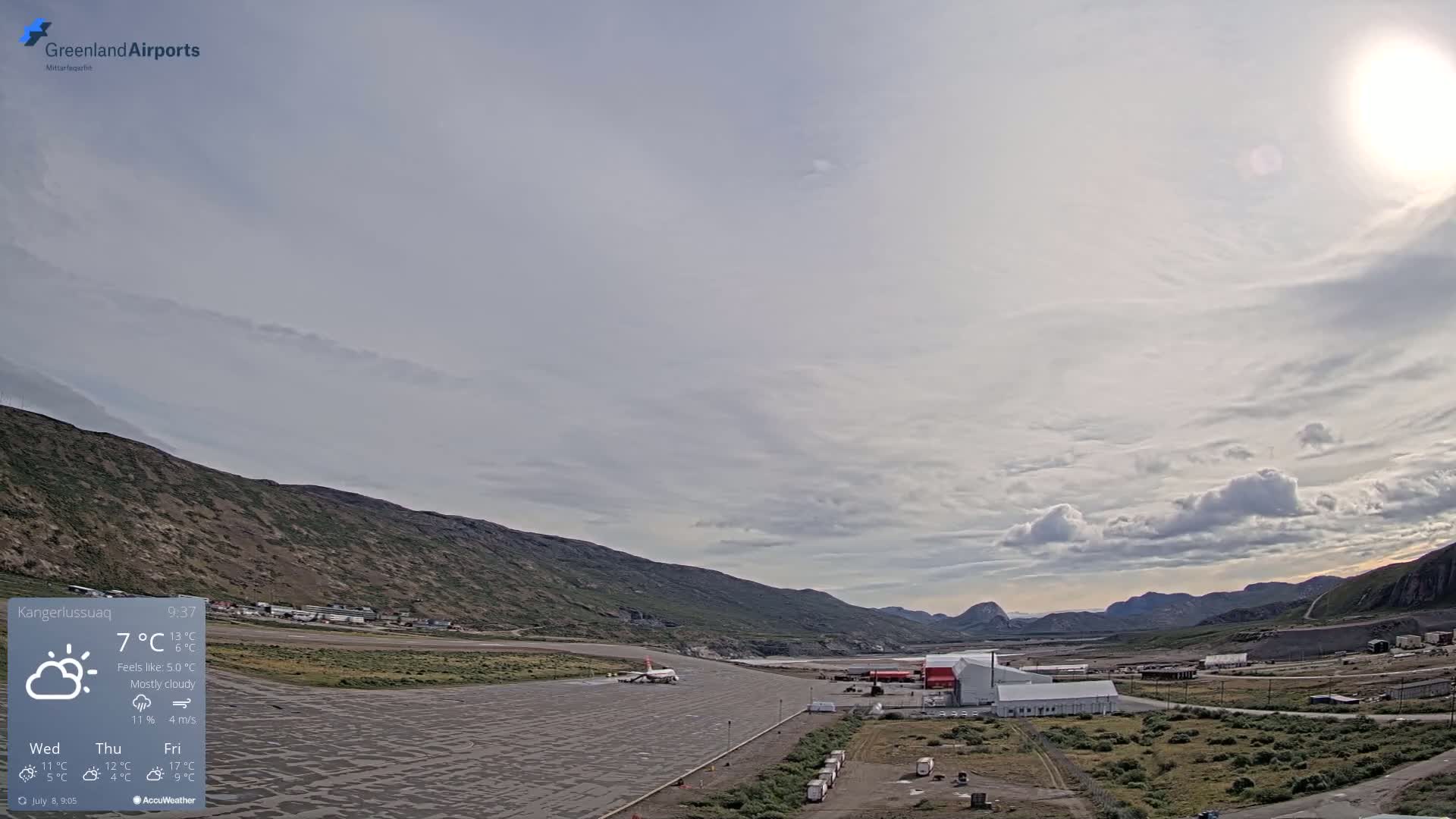 Kangerlussuaq Village & Kangerlussuaq Sondre Stromfjord Airport East Towards View Live Cam SFJ/BGSF - Kangerlussuaq, Qeqqata, Greenland, Denmark