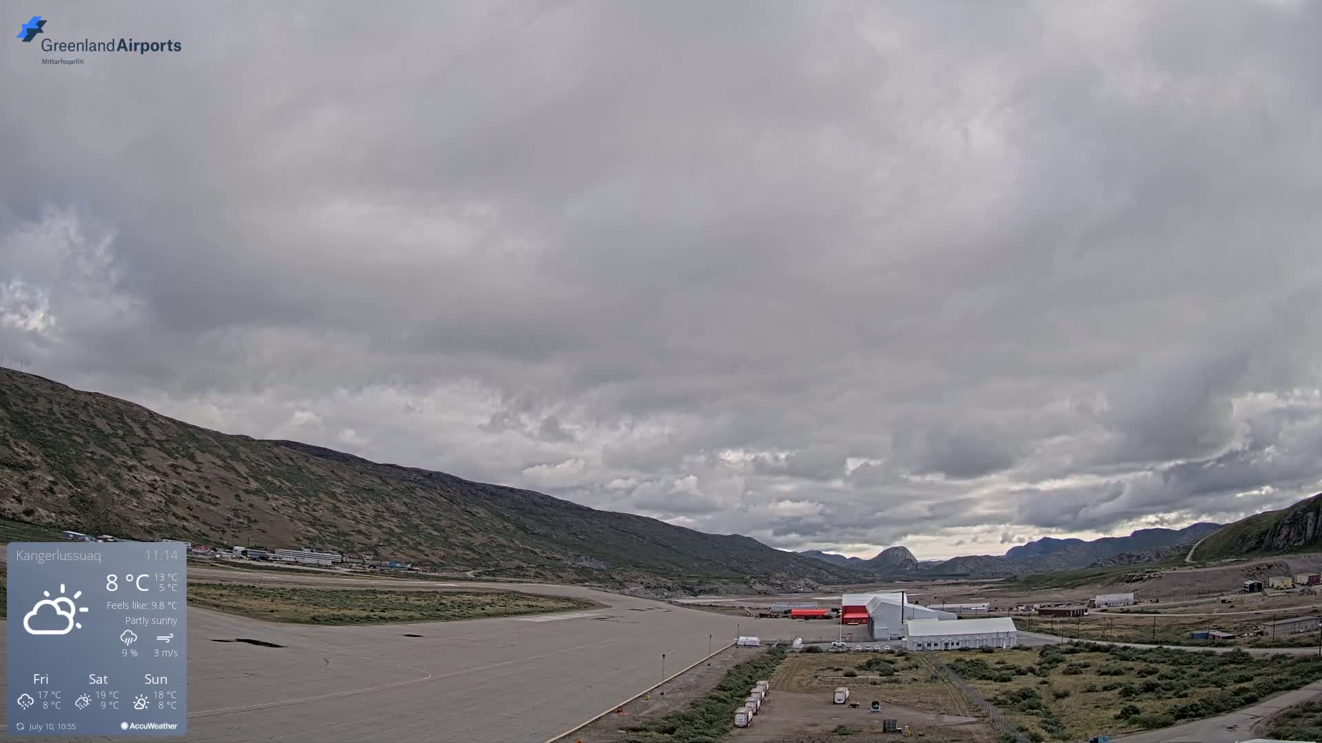Kangerlussuaq Village & Kangerlussuaq Sondre Stromfjord Airport East Towards View Live Cam SFJ/BGSF - Kangerlussuaq, Qeqqata, Greenland, Denmark
