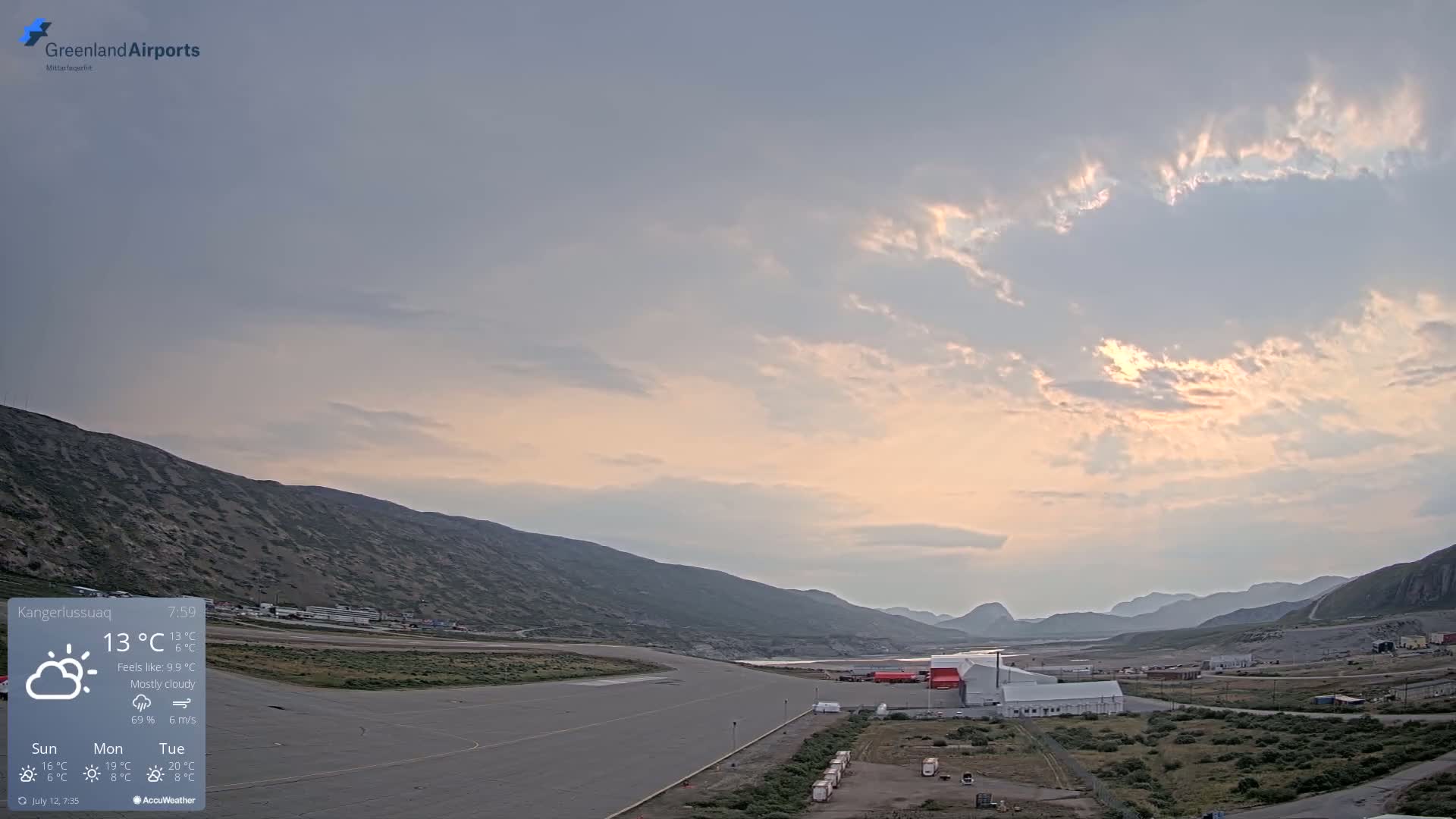 Kangerlussuaq Village & Kangerlussuaq Sondre Stromfjord Airport East Towards View Live Cam SFJ/BGSF - Kangerlussuaq, Qeqqata, Greenland, Denmark