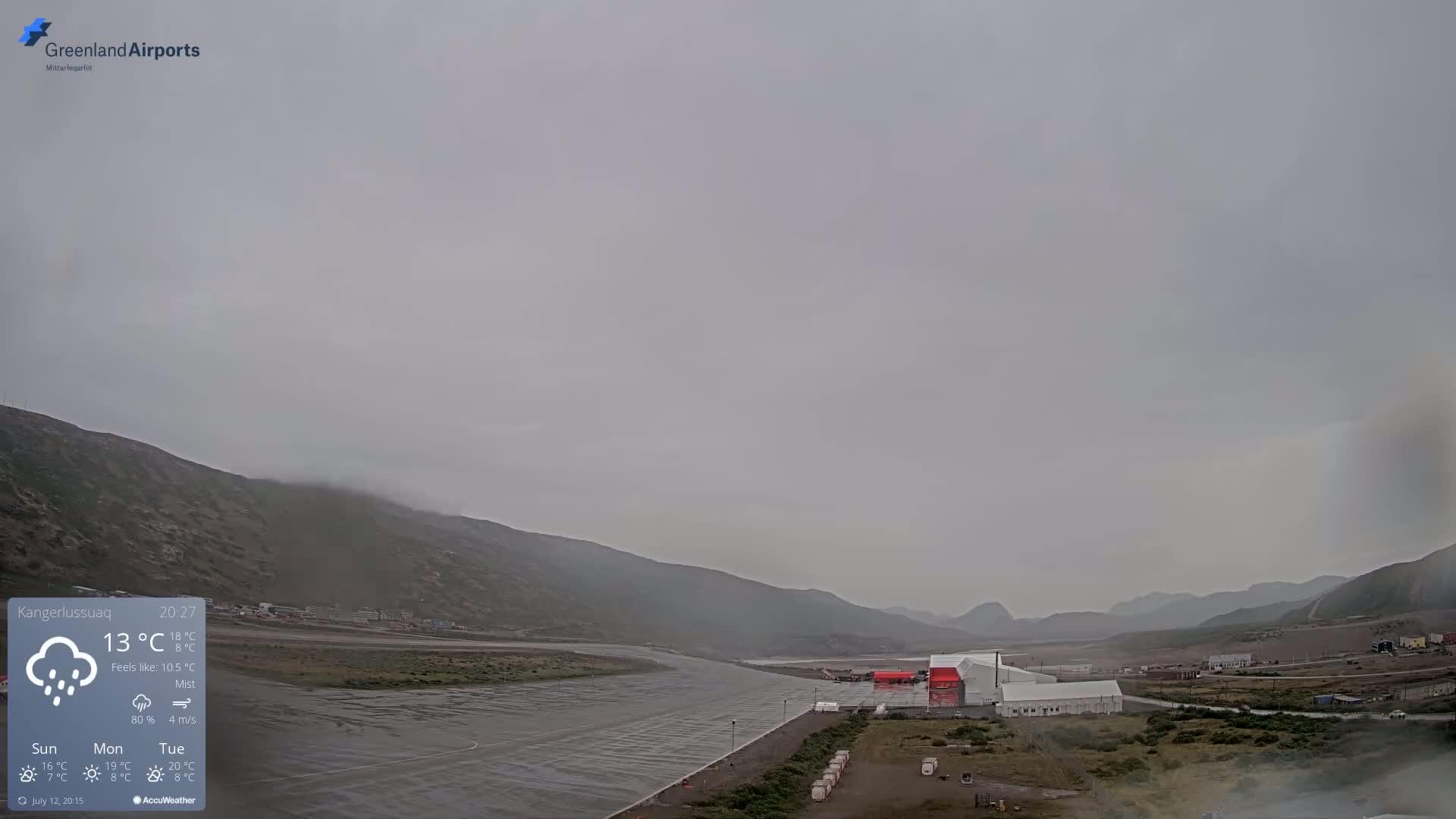 Kangerlussuaq Village & Kangerlussuaq Sondre Stromfjord Airport East Towards View Live Cam SFJ/BGSF - Kangerlussuaq, Qeqqata, Greenland, Denmark