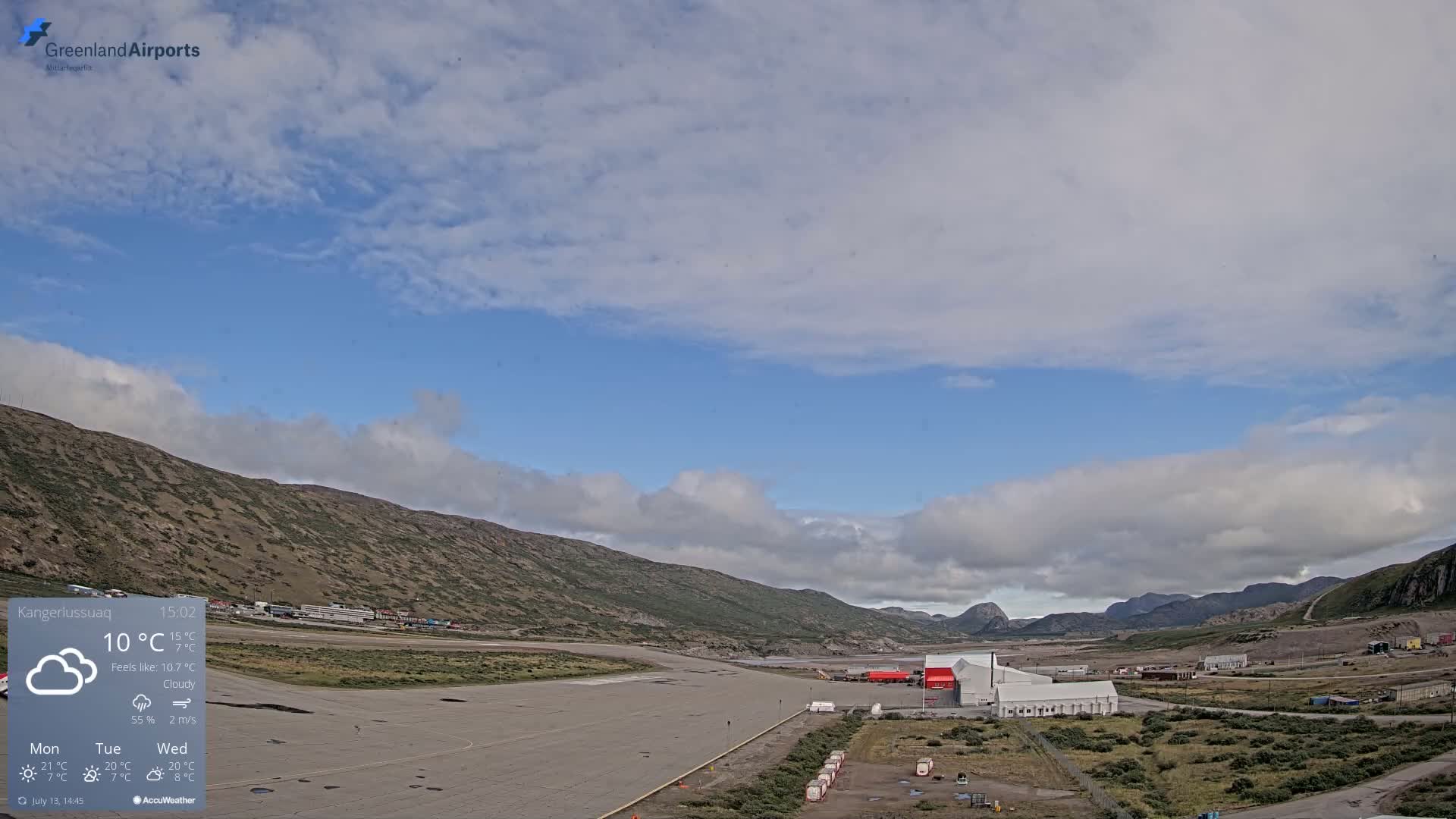 Kangerlussuaq Village & Kangerlussuaq Sondre Stromfjord Airport East Towards View Live Cam SFJ/BGSF - Kangerlussuaq, Qeqqata, Greenland, Denmark
