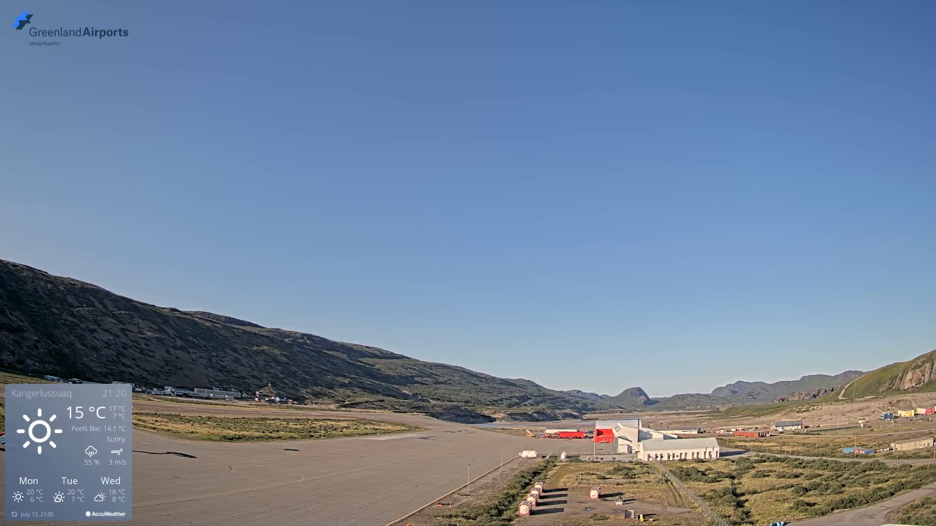 Kangerlussuaq Village & Kangerlussuaq Sondre Stromfjord Airport East Towards View Live Cam SFJ/BGSF - Kangerlussuaq, Qeqqata, Greenland, Denmark