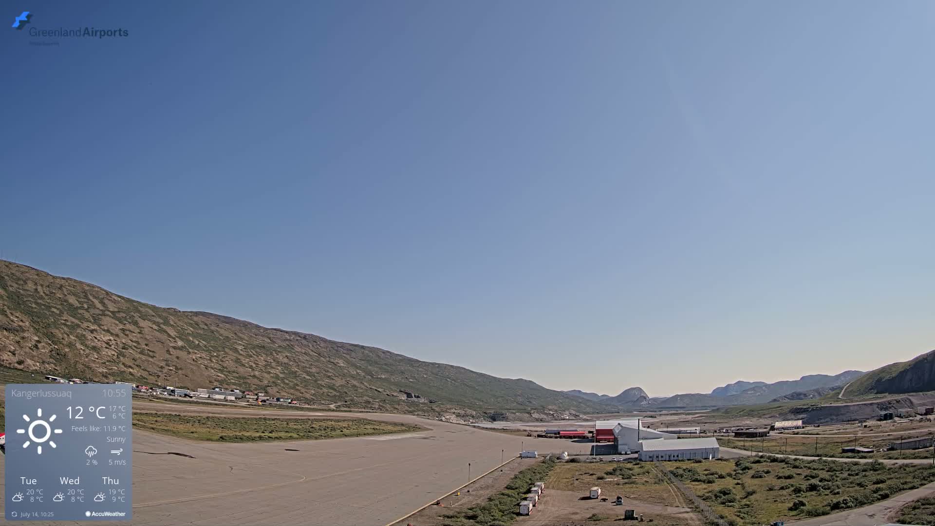Kangerlussuaq Village & Kangerlussuaq Sondre Stromfjord Airport East Towards View Live Cam SFJ/BGSF - Kangerlussuaq, Qeqqata, Greenland, Denmark