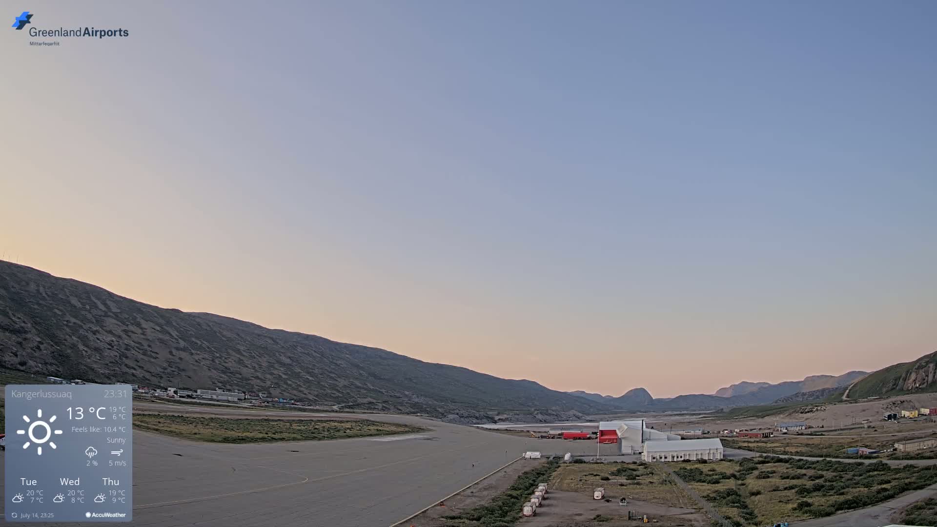 Kangerlussuaq Village & Kangerlussuaq Sondre Stromfjord Airport East Towards View Live Cam SFJ/BGSF - Kangerlussuaq, Qeqqata, Greenland, Denmark