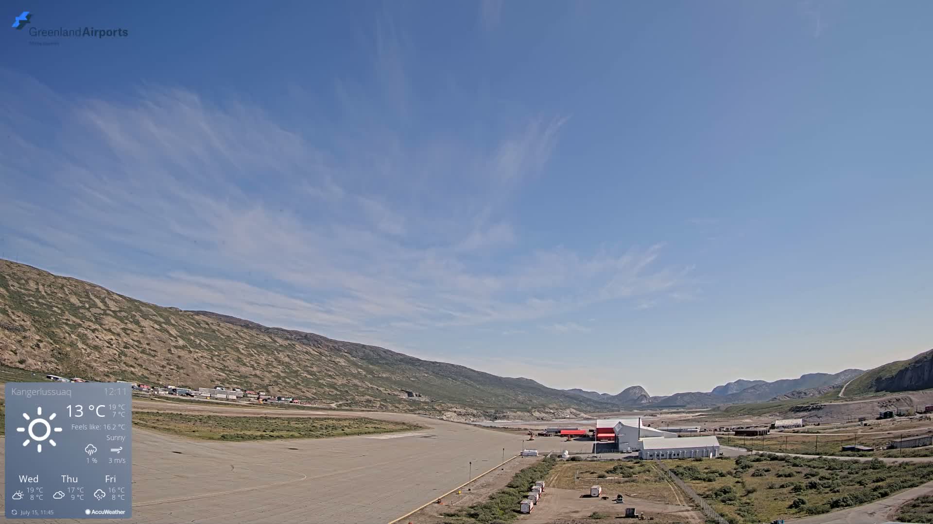 Kangerlussuaq Village & Kangerlussuaq Sondre Stromfjord Airport East Towards View Live Cam SFJ/BGSF - Kangerlussuaq, Qeqqata, Greenland, Denmark