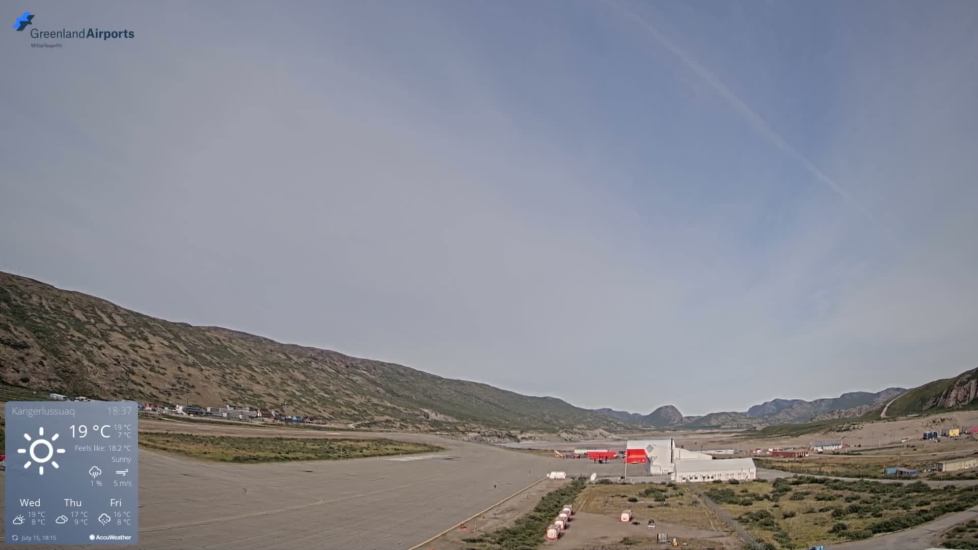 Kangerlussuaq Village & Kangerlussuaq Sondre Stromfjord Airport East Towards View Live Cam SFJ/BGSF - Kangerlussuaq, Qeqqata, Greenland, Denmark