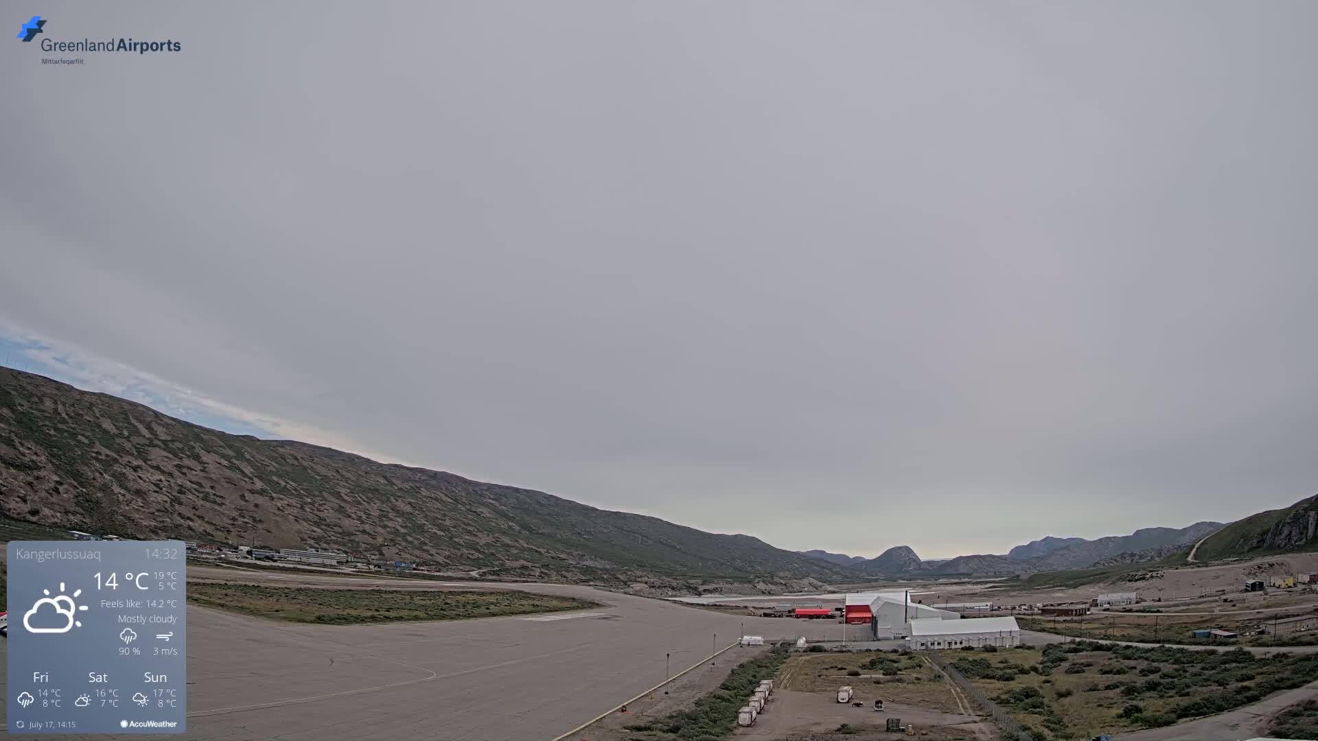 Kangerlussuaq Village & Kangerlussuaq Sondre Stromfjord Airport East Towards View Live Cam SFJ/BGSF - Kangerlussuaq, Qeqqata, Greenland, Denmark