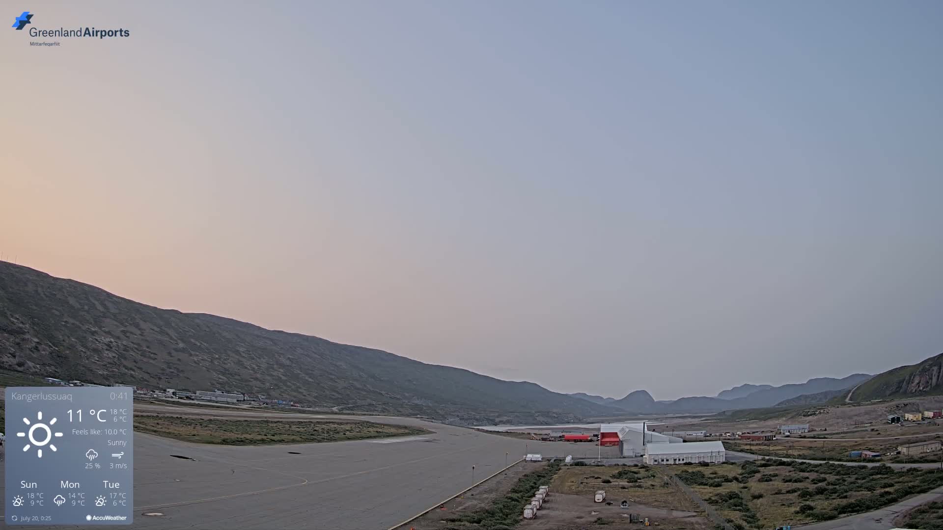 Kangerlussuaq Village & Kangerlussuaq Sondre Stromfjord Airport East Towards View Live Cam SFJ/BGSF - Kangerlussuaq, Qeqqata, Greenland, Denmark