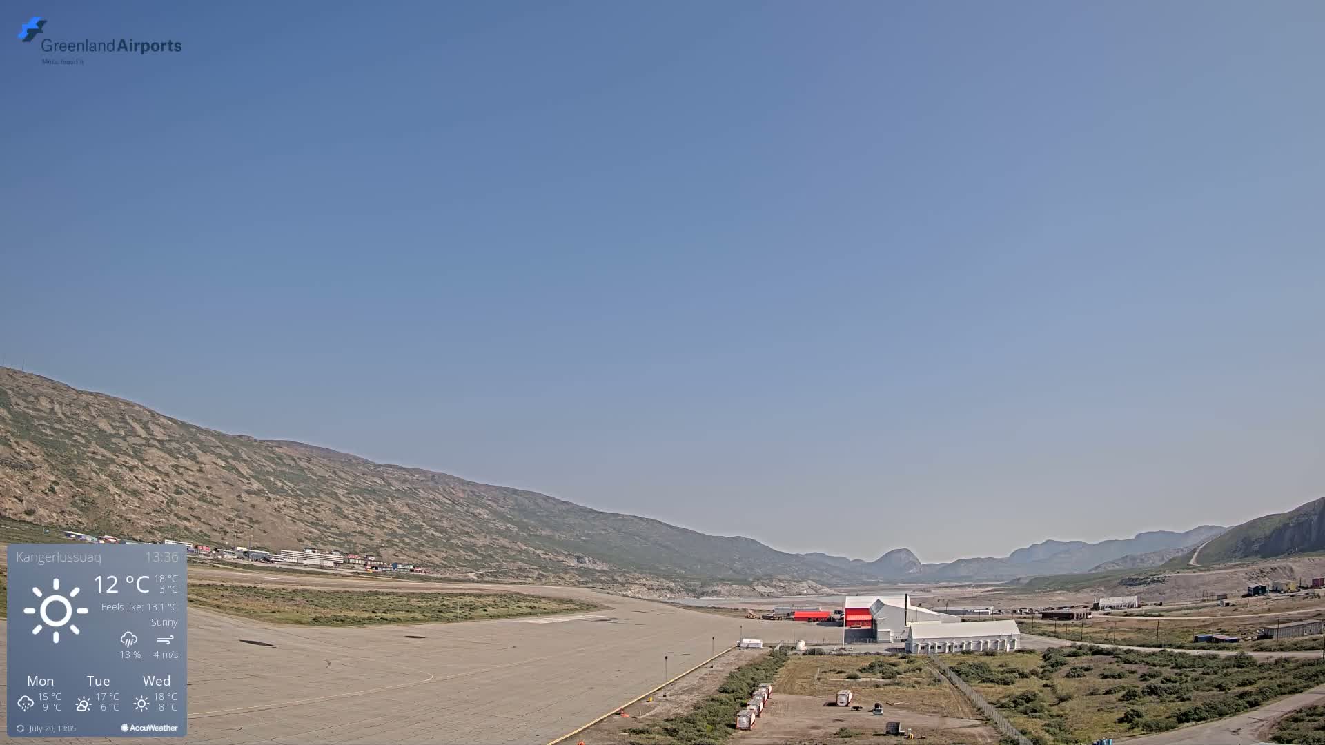 Kangerlussuaq Village & Kangerlussuaq Sondre Stromfjord Airport East Towards View Live Cam SFJ/BGSF - Kangerlussuaq, Qeqqata, Greenland, Denmark
