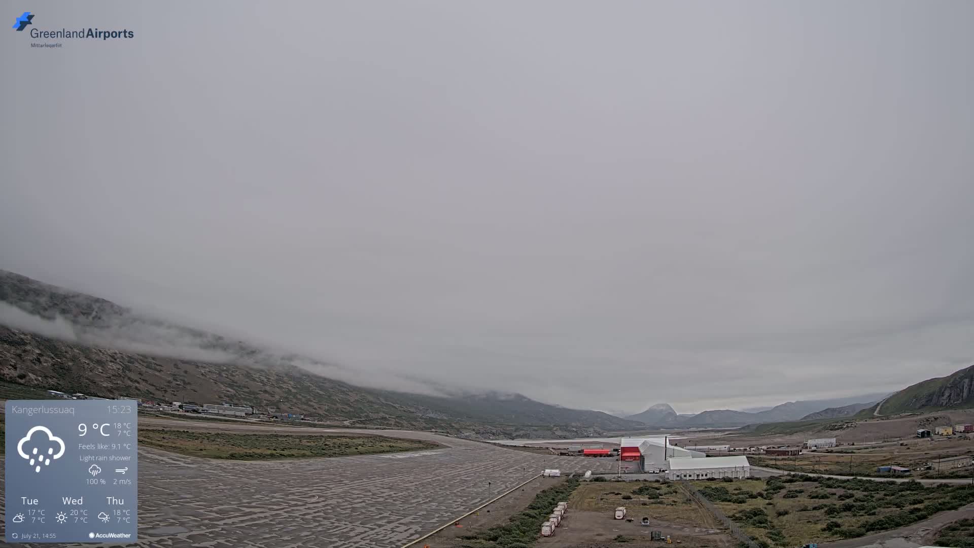 Kangerlussuaq Village & Kangerlussuaq Sondre Stromfjord Airport East Towards View Live Cam SFJ/BGSF - Kangerlussuaq, Qeqqata, Greenland, Denmark