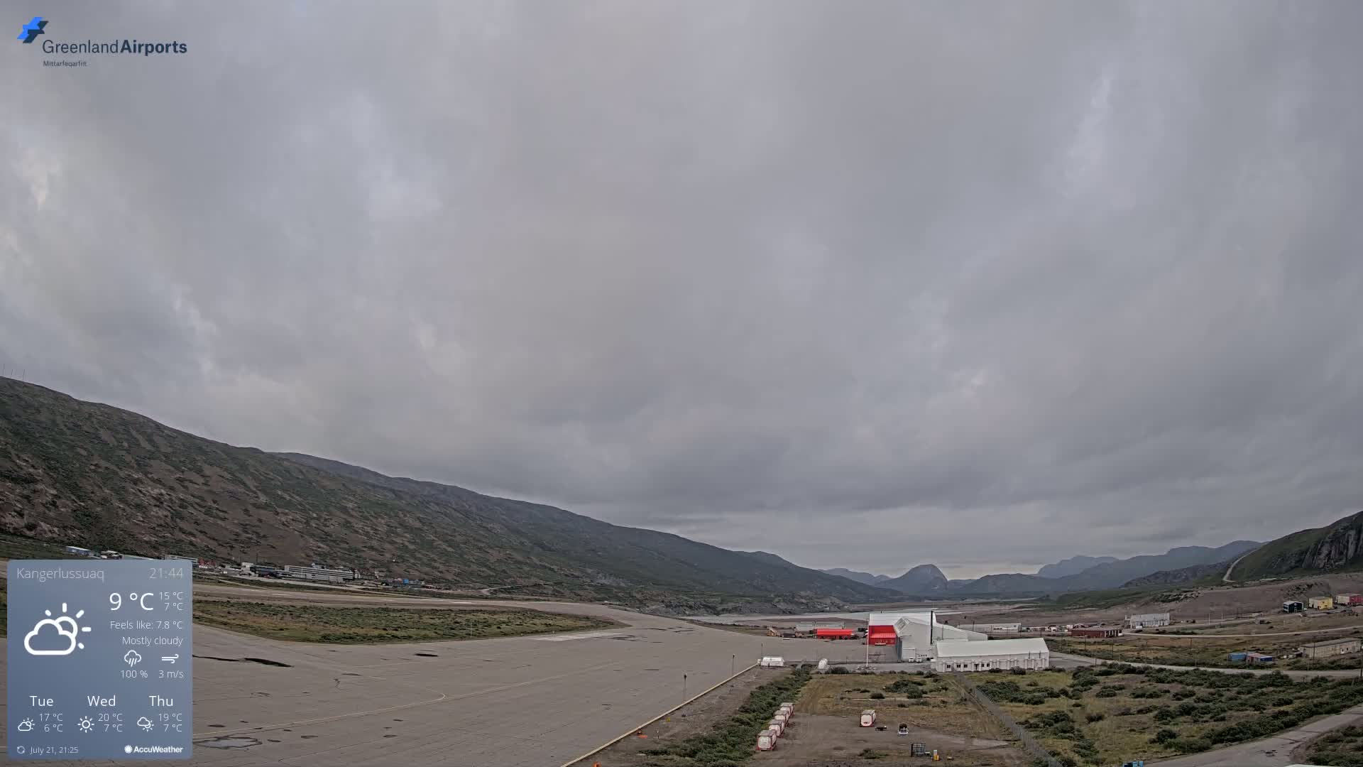 Kangerlussuaq Village & Kangerlussuaq Sondre Stromfjord Airport East Towards View Live Cam SFJ/BGSF - Kangerlussuaq, Qeqqata, Greenland, Denmark