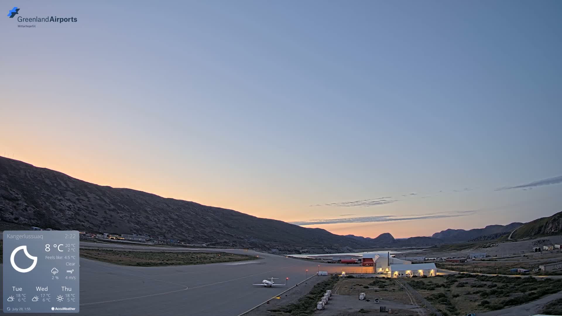 Kangerlussuaq Village & Kangerlussuaq Sondre Stromfjord Airport East Towards View Live Cam SFJ/BGSF - Kangerlussuaq, Qeqqata, Greenland, Denmark