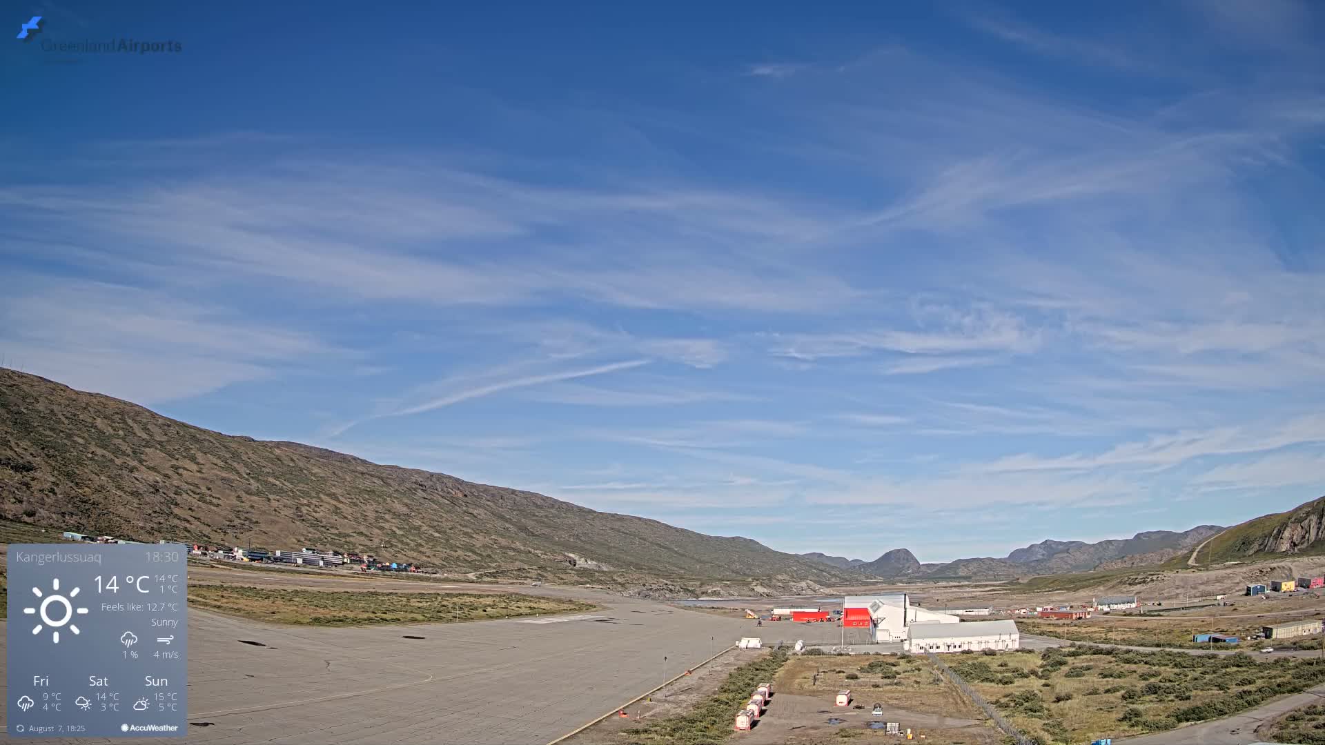 Kangerlussuaq Village & Kangerlussuaq Sondre Stromfjord Airport East Towards View Live Cam SFJ/BGSF - Kangerlussuaq, Qeqqata, Greenland, Denmark