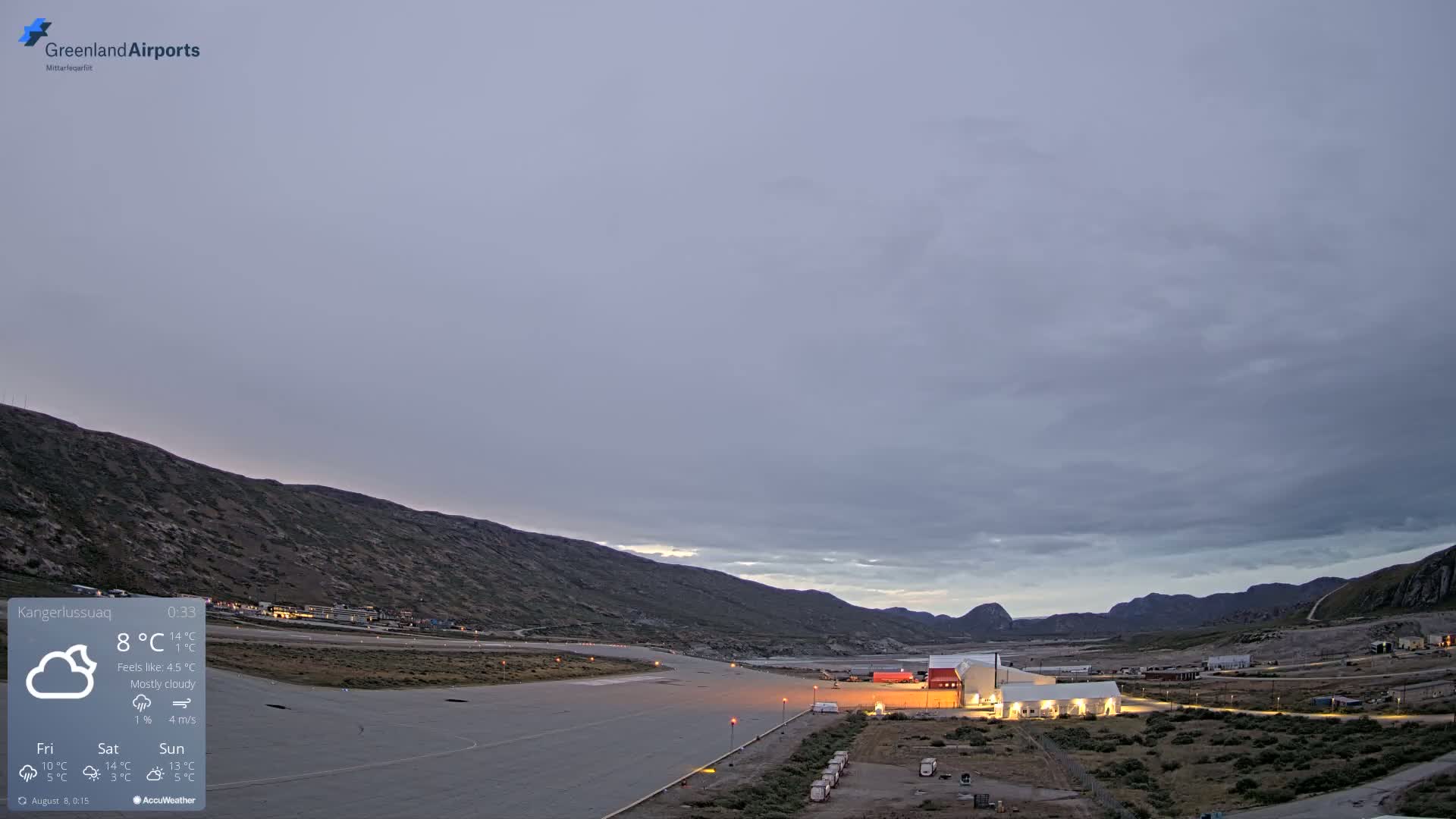 Kangerlussuaq Village & Kangerlussuaq Sondre Stromfjord Airport East Towards View Live Cam SFJ/BGSF - Kangerlussuaq, Qeqqata, Greenland, Denmark