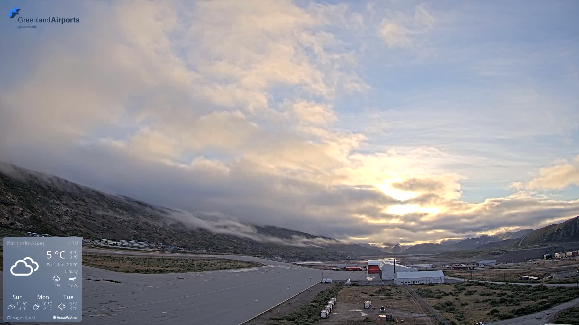 Kangerlussuaq Village & Kangerlussuaq Sondre Stromfjord Airport East Towards View Live Cam SFJ/BGSF - Kangerlussuaq, Qeqqata, Greenland, Denmark