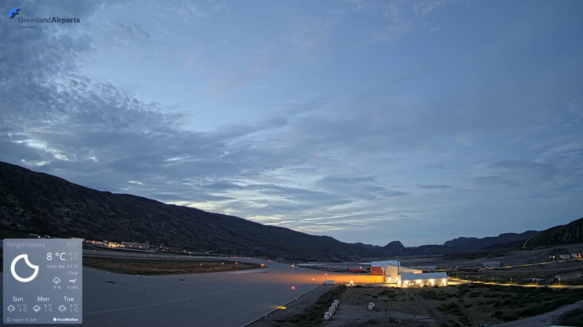 Kangerlussuaq Village & Kangerlussuaq Sondre Stromfjord Airport East Towards View Live Cam SFJ/BGSF - Kangerlussuaq, Qeqqata, Greenland, Denmark