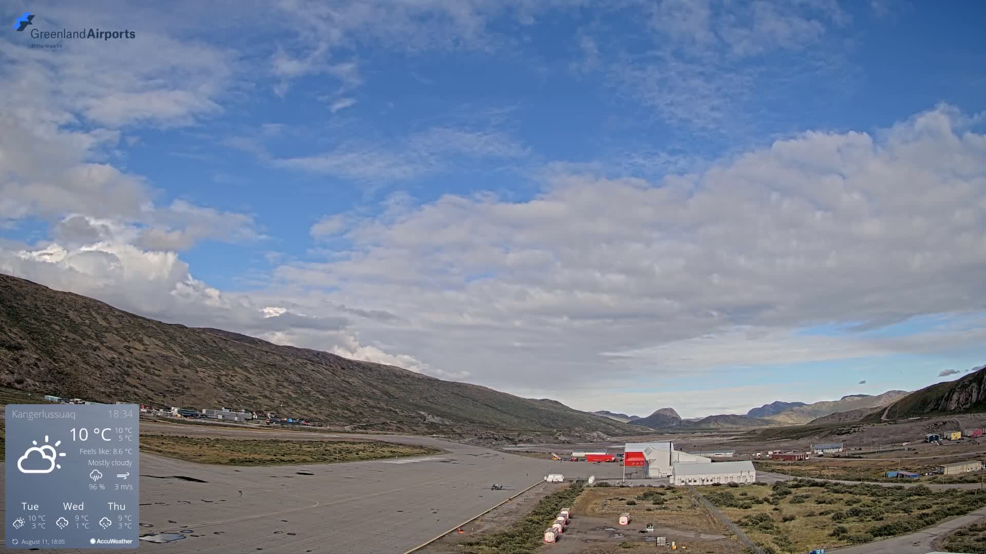 Kangerlussuaq Village & Kangerlussuaq Sondre Stromfjord Airport East Towards View Live Cam SFJ/BGSF - Kangerlussuaq, Qeqqata, Greenland, Denmark