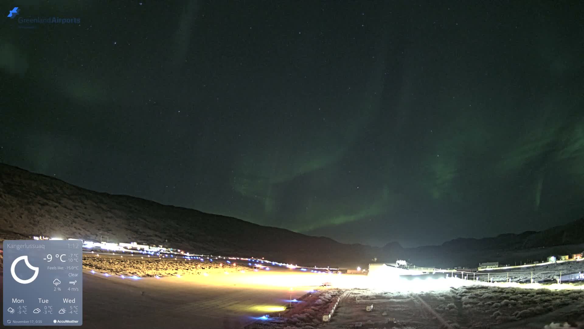 Kangerlussuaq Village & Kangerlussuaq Sondre Stromfjord Airport East Towards View Live Cam SFJ/BGSF - Kangerlussuaq, Qeqqata, Greenland, Denmark