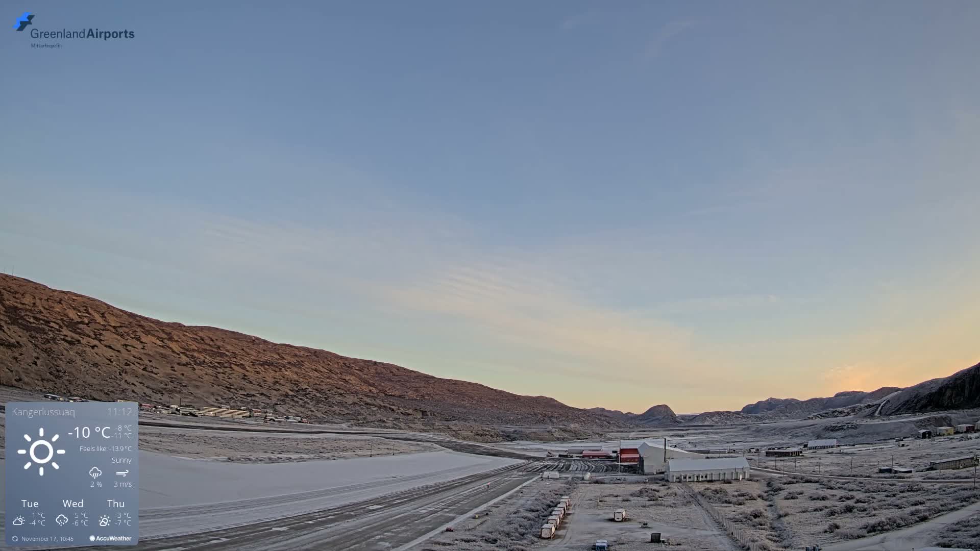 Kangerlussuaq Village & Kangerlussuaq Sondre Stromfjord Airport East Towards View Live Cam SFJ/BGSF - Kangerlussuaq, Qeqqata, Greenland, Denmark