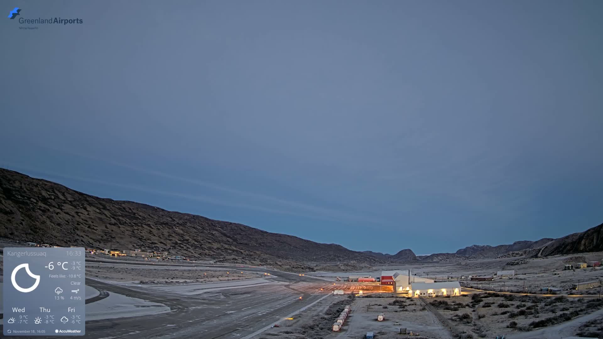 Kangerlussuaq Village & Kangerlussuaq Sondre Stromfjord Airport East Towards View Live Cam SFJ/BGSF - Kangerlussuaq, Qeqqata, Greenland, Denmark