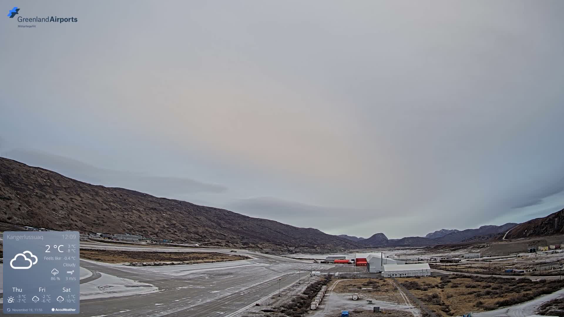 Kangerlussuaq Village & Kangerlussuaq Sondre Stromfjord Airport East Towards View Live Cam SFJ/BGSF - Kangerlussuaq, Qeqqata, Greenland, Denmark