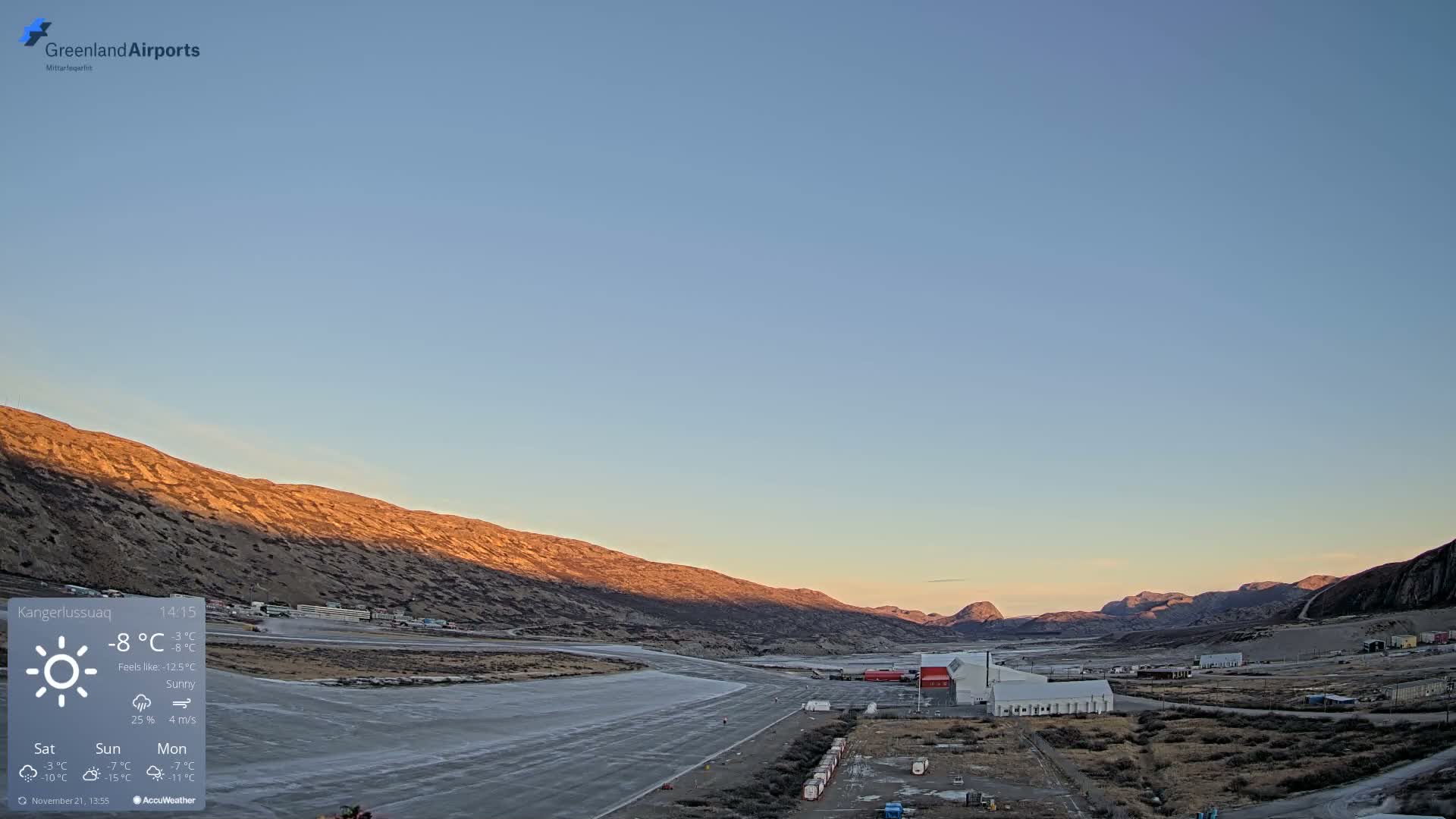 Kangerlussuaq Village & Kangerlussuaq Sondre Stromfjord Airport East Towards View Live Cam SFJ/BGSF - Kangerlussuaq, Qeqqata, Greenland, Denmark
