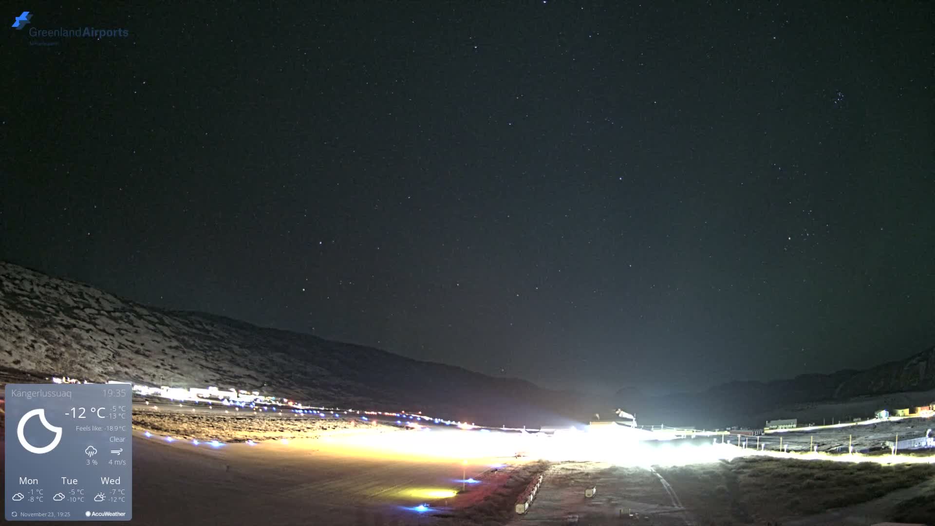 Kangerlussuaq Village & Kangerlussuaq Sondre Stromfjord Airport East Towards View Live Cam SFJ/BGSF - Kangerlussuaq, Qeqqata, Greenland, Denmark