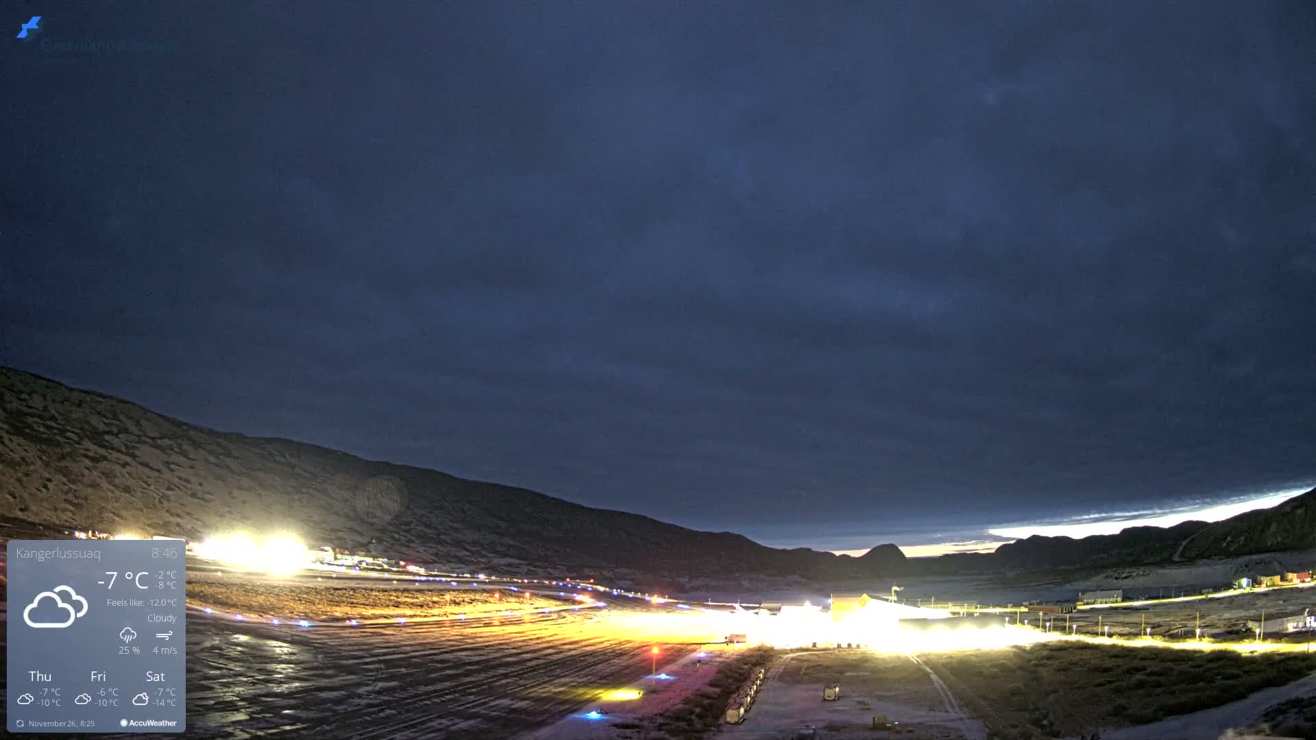 Kangerlussuaq Village & Kangerlussuaq Sondre Stromfjord Airport East Towards View Live Cam SFJ/BGSF - Kangerlussuaq, Qeqqata, Greenland, Denmark
