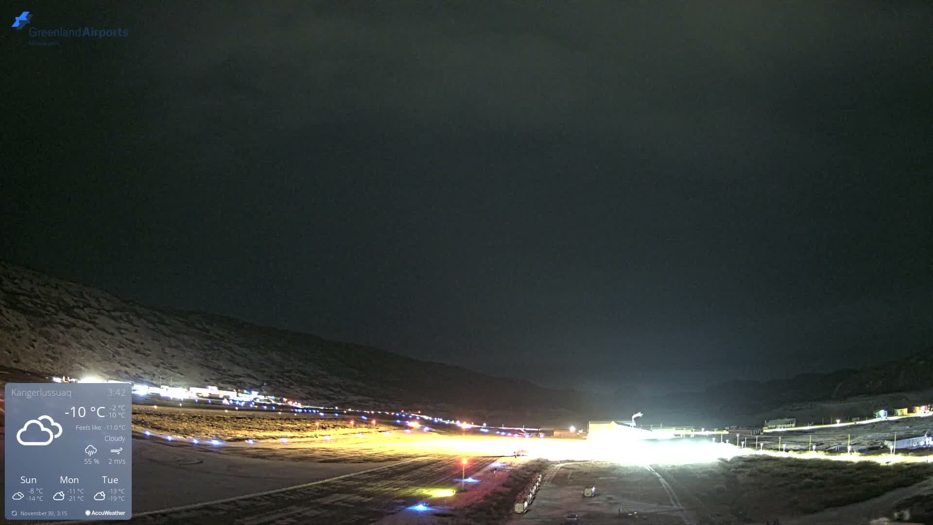 Kangerlussuaq Village & Kangerlussuaq Sondre Stromfjord Airport East Towards View Live Cam SFJ/BGSF - Kangerlussuaq, Qeqqata, Greenland, Denmark