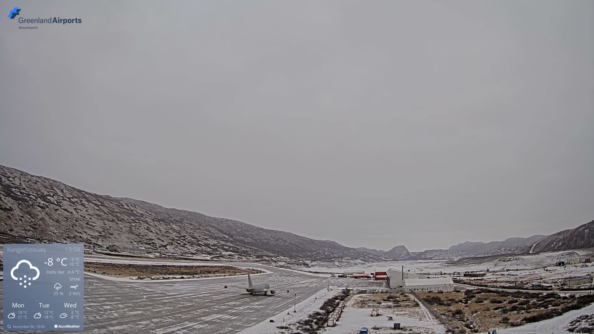 Kangerlussuaq Village & Kangerlussuaq Sondre Stromfjord Airport East Towards View Live Cam SFJ/BGSF - Kangerlussuaq, Qeqqata, Greenland, Denmark