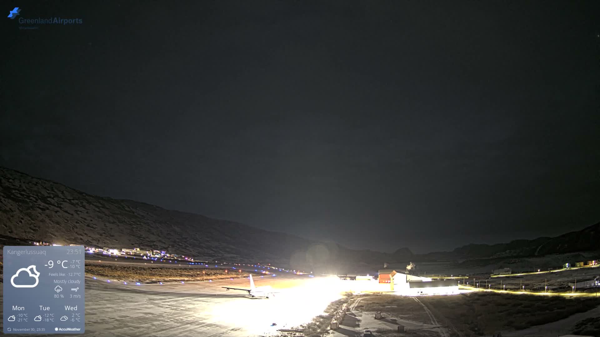 Kangerlussuaq Village & Kangerlussuaq Sondre Stromfjord Airport East Towards View Live Cam SFJ/BGSF - Kangerlussuaq, Qeqqata, Greenland, Denmark