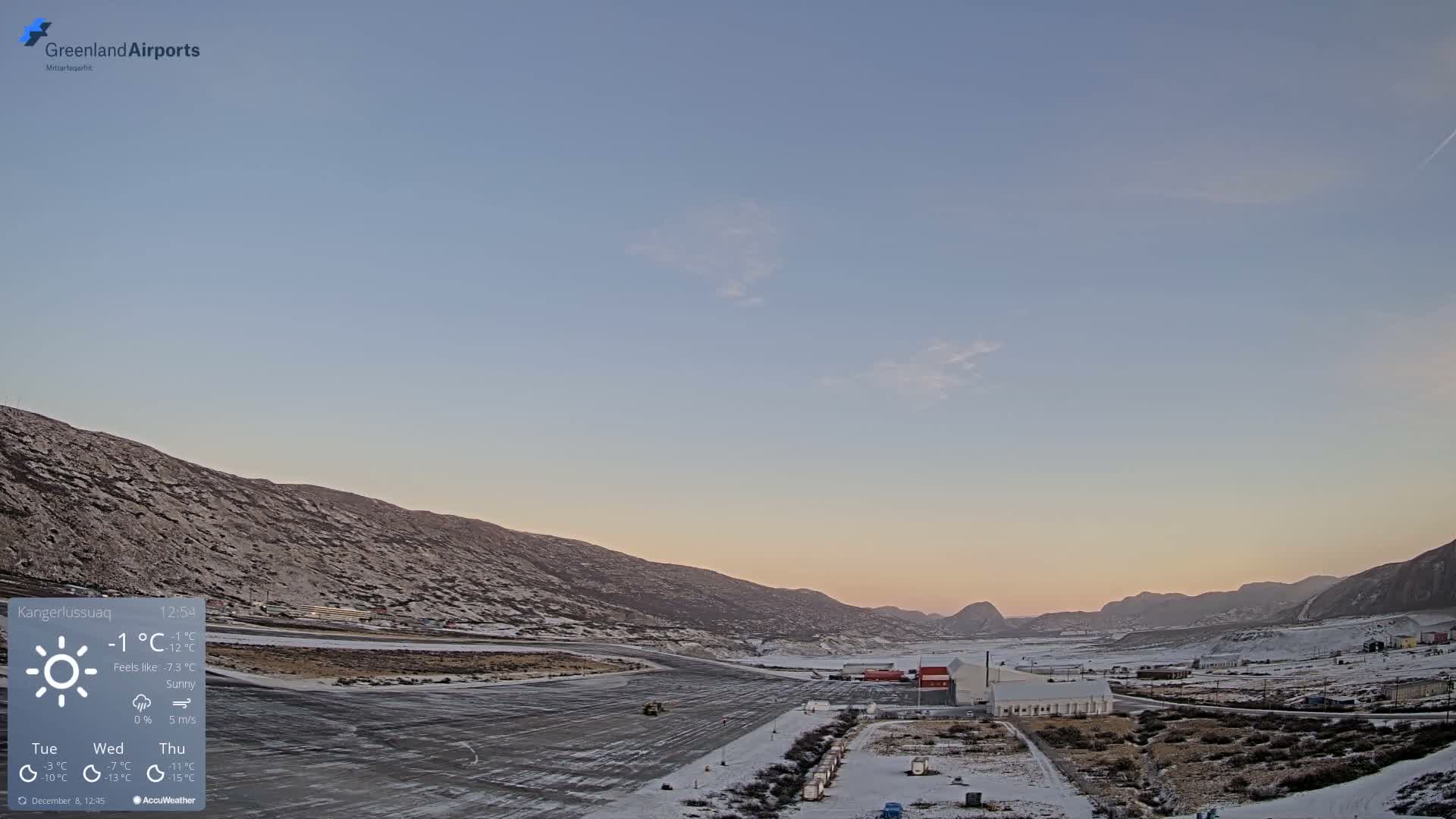 Kangerlussuaq Village & Kangerlussuaq Sondre Stromfjord Airport East Towards View Live Cam SFJ/BGSF - Kangerlussuaq, Qeqqata, Greenland, Denmark