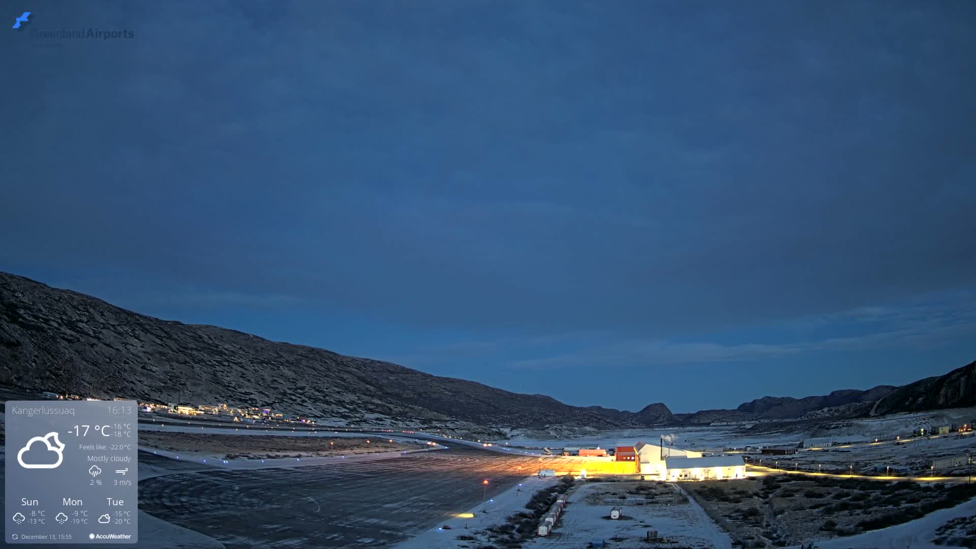 Kangerlussuaq Village & Kangerlussuaq Sondre Stromfjord Airport East Towards View Live Cam SFJ/BGSF - Kangerlussuaq, Qeqqata, Greenland, Denmark
