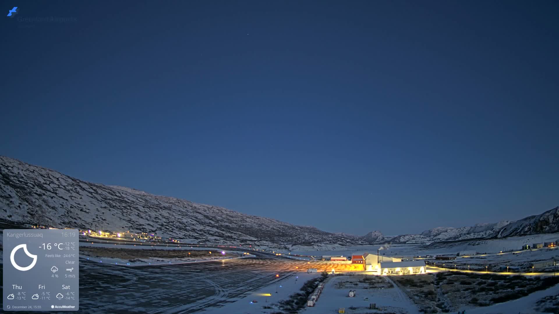 Kangerlussuaq Village & Kangerlussuaq Sondre Stromfjord Airport East Towards View Live Cam SFJ/BGSF - Kangerlussuaq, Qeqqata, Greenland, Denmark