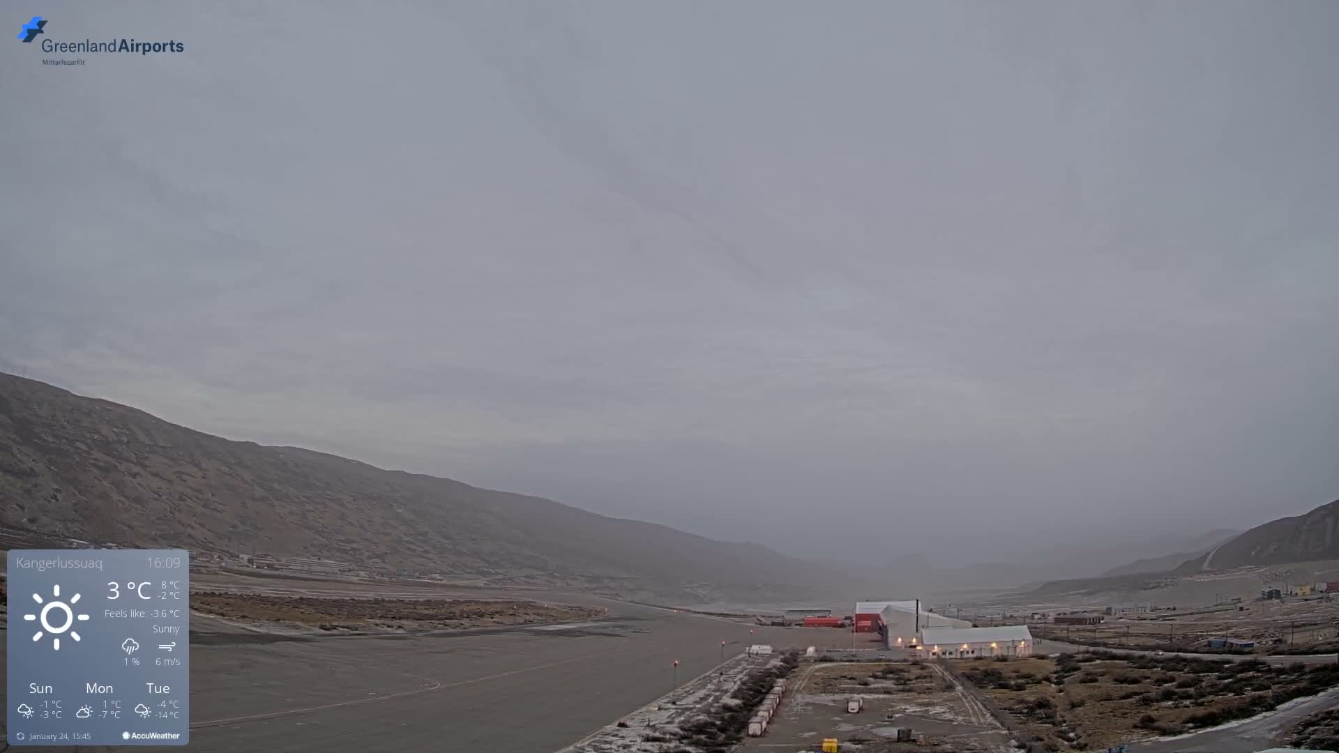 Kangerlussuaq Village & Kangerlussuaq Sondre Stromfjord Airport East Towards View Live Cam SFJ/BGSF - Kangerlussuaq, Qeqqata, Greenland, Denmark