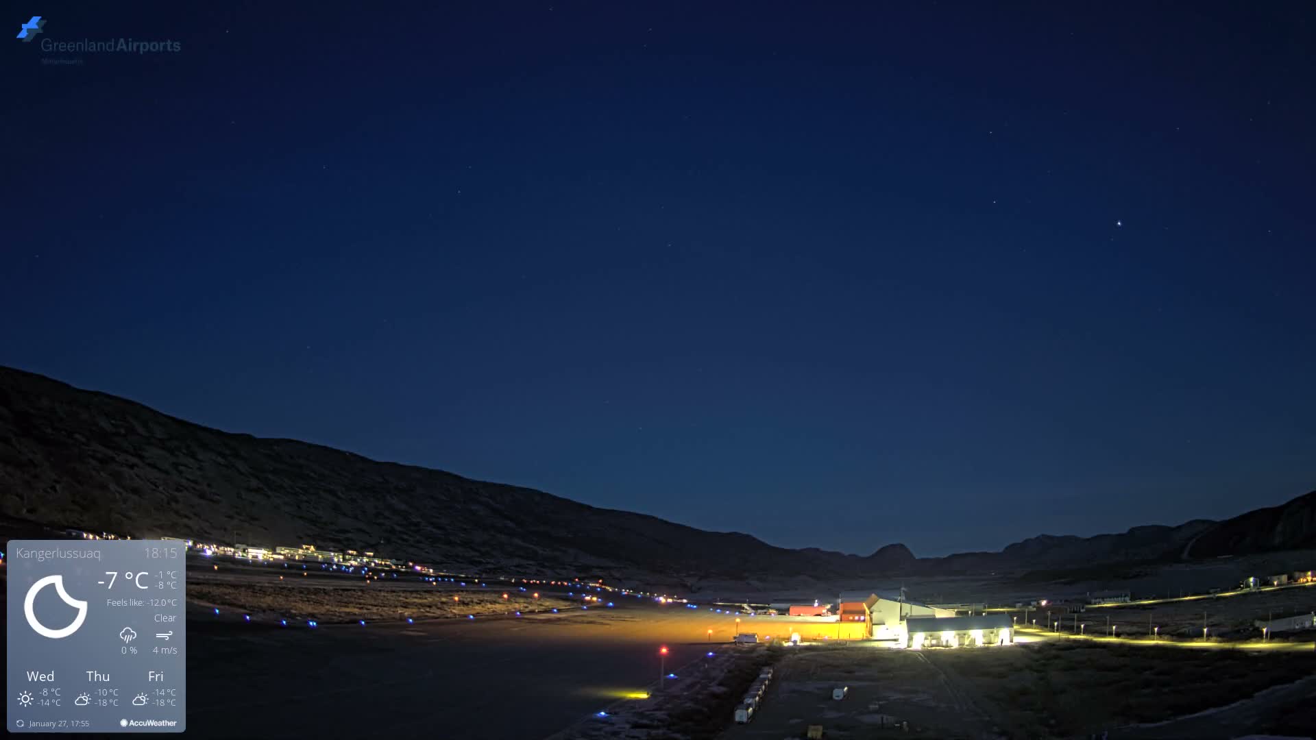 Kangerlussuaq Village & Kangerlussuaq Sondre Stromfjord Airport East Towards View Live Cam SFJ/BGSF - Kangerlussuaq, Qeqqata, Greenland, Denmark