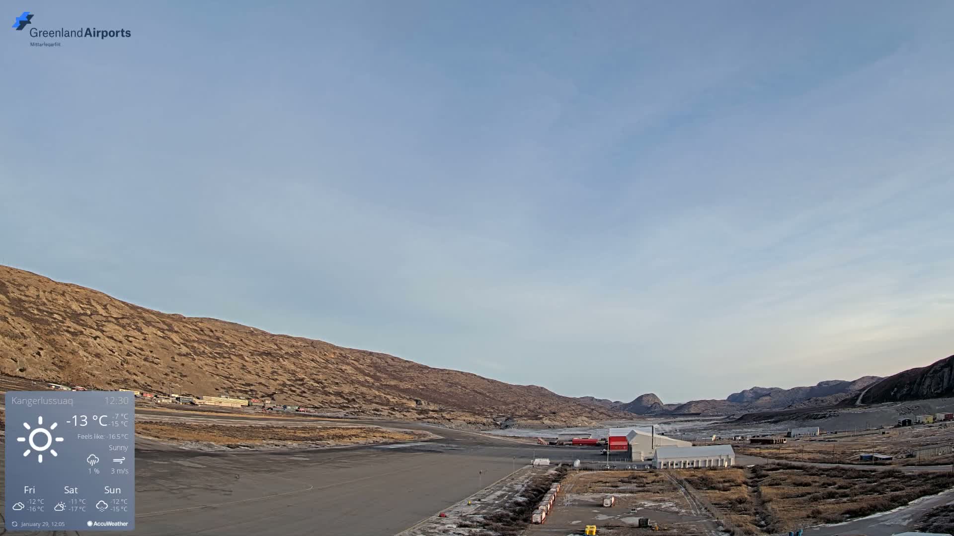 Kangerlussuaq Village & Kangerlussuaq Sondre Stromfjord Airport East Towards View Live Cam SFJ/BGSF - Kangerlussuaq, Qeqqata, Greenland, Denmark