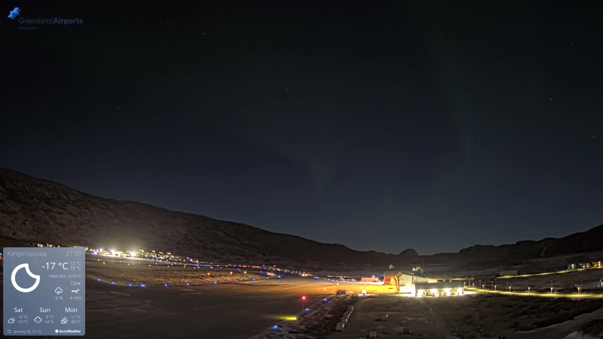 Kangerlussuaq Village & Kangerlussuaq Sondre Stromfjord Airport East Towards View Live Cam SFJ/BGSF - Kangerlussuaq, Qeqqata, Greenland, Denmark