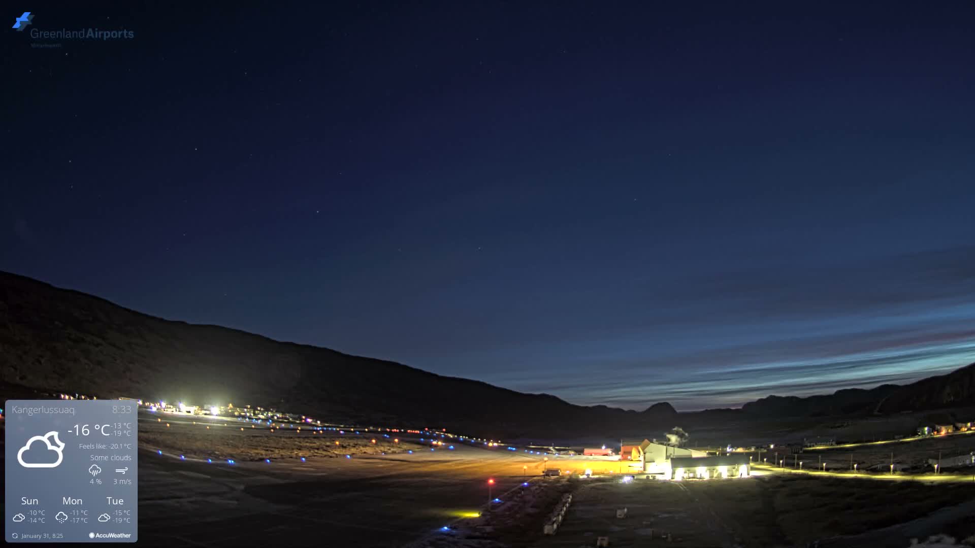Kangerlussuaq Village & Kangerlussuaq Sondre Stromfjord Airport East Towards View Live Cam SFJ/BGSF - Kangerlussuaq, Qeqqata, Greenland, Denmark