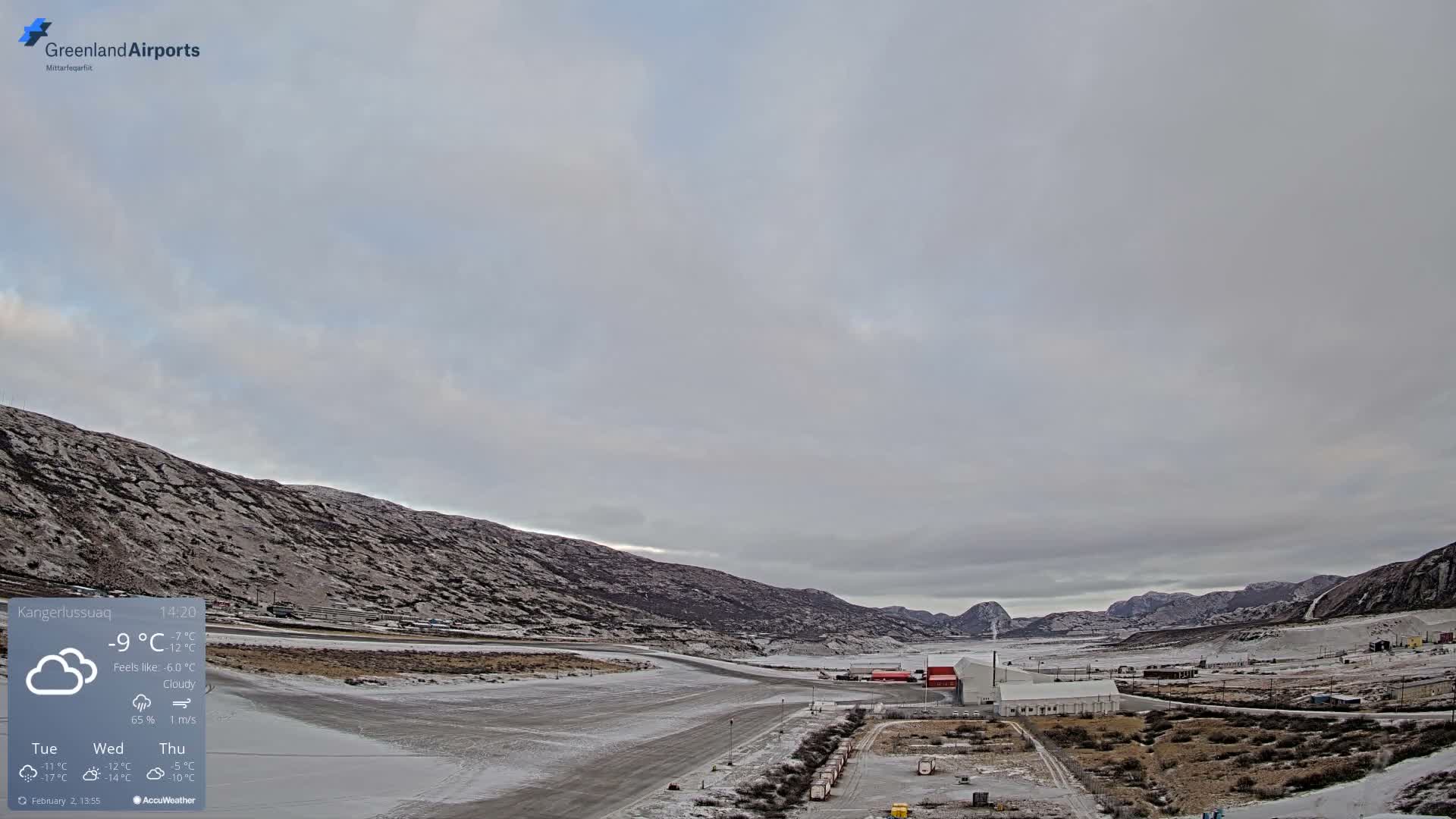 Kangerlussuaq Village & Kangerlussuaq Sondre Stromfjord Airport East Towards View Live Cam SFJ/BGSF - Kangerlussuaq, Qeqqata, Greenland, Denmark